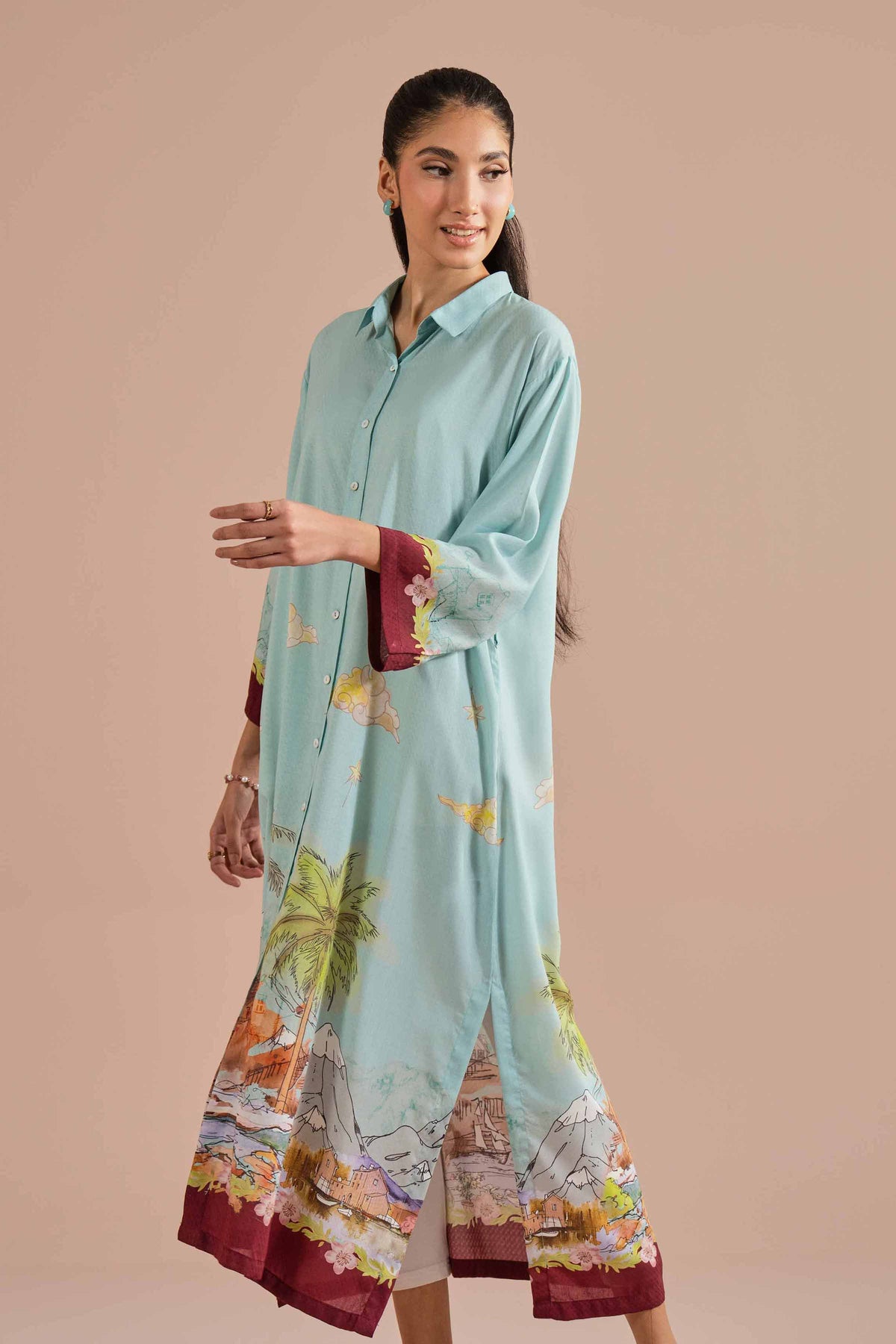 Printed Dress - AS26-14 Blue Dobby 1PC Printed Nishat Australia