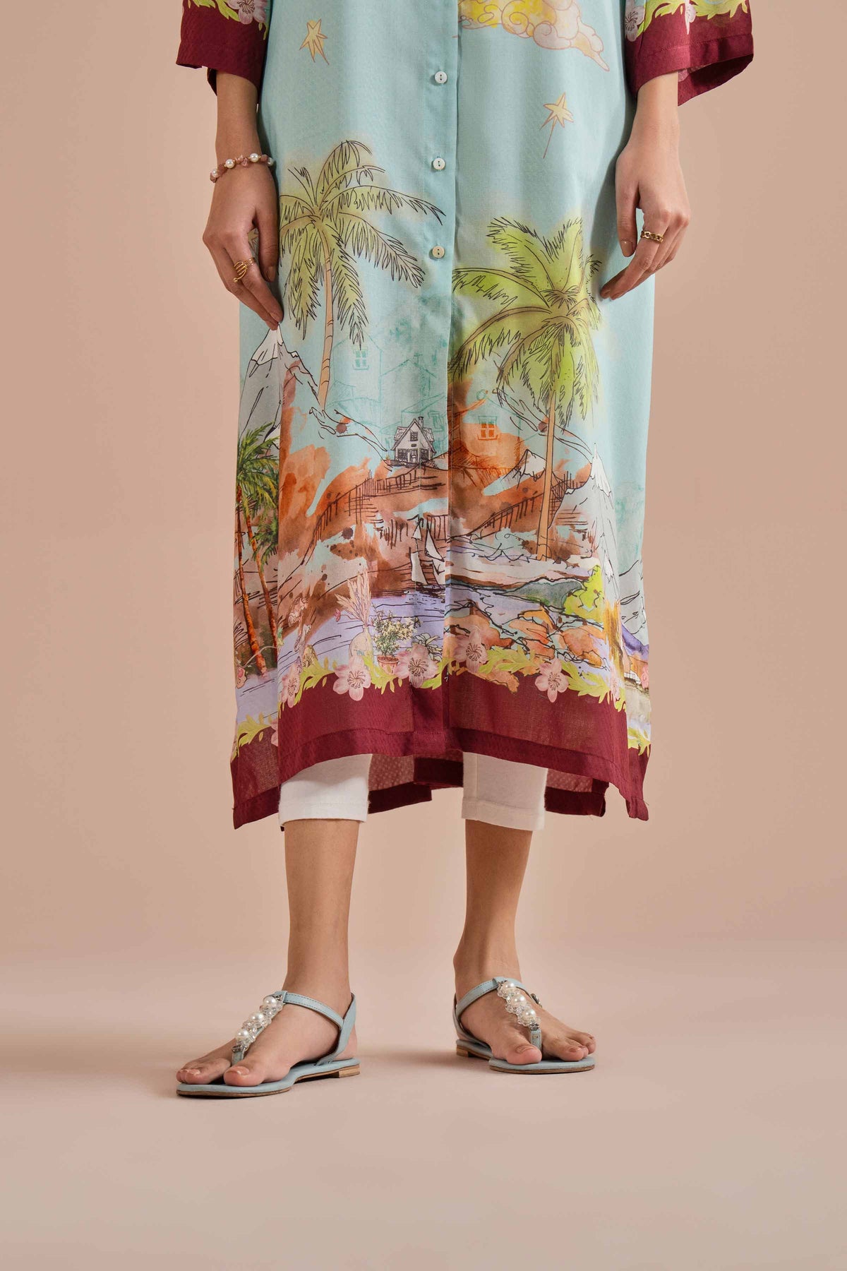 Printed Dress - AS26-14 Blue Dobby 1PC Printed Nishat Australia