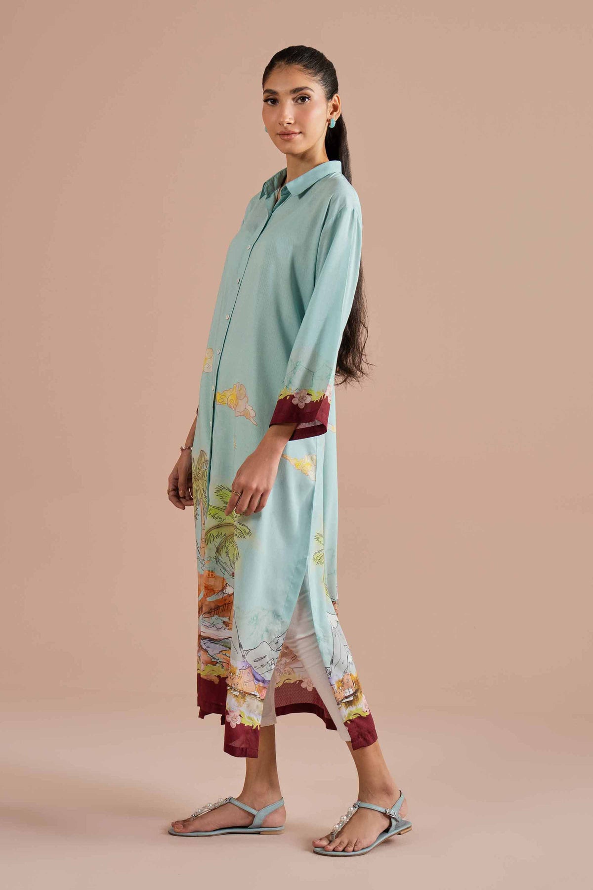 Printed Dress - AS26-14 Blue Dobby 1PC Printed Nishat Australia
