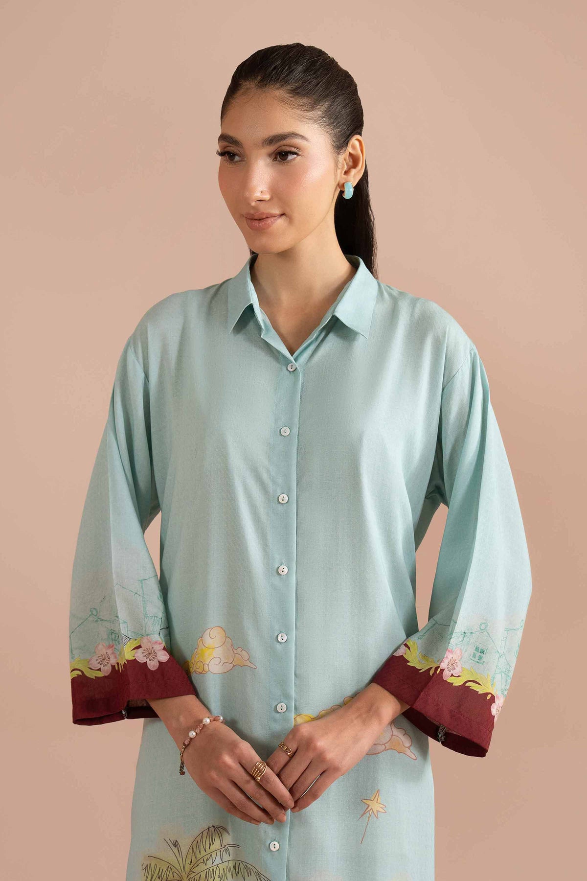 Printed Dress - AS26-14 Blue Dobby 1PC Printed Nishat Australia