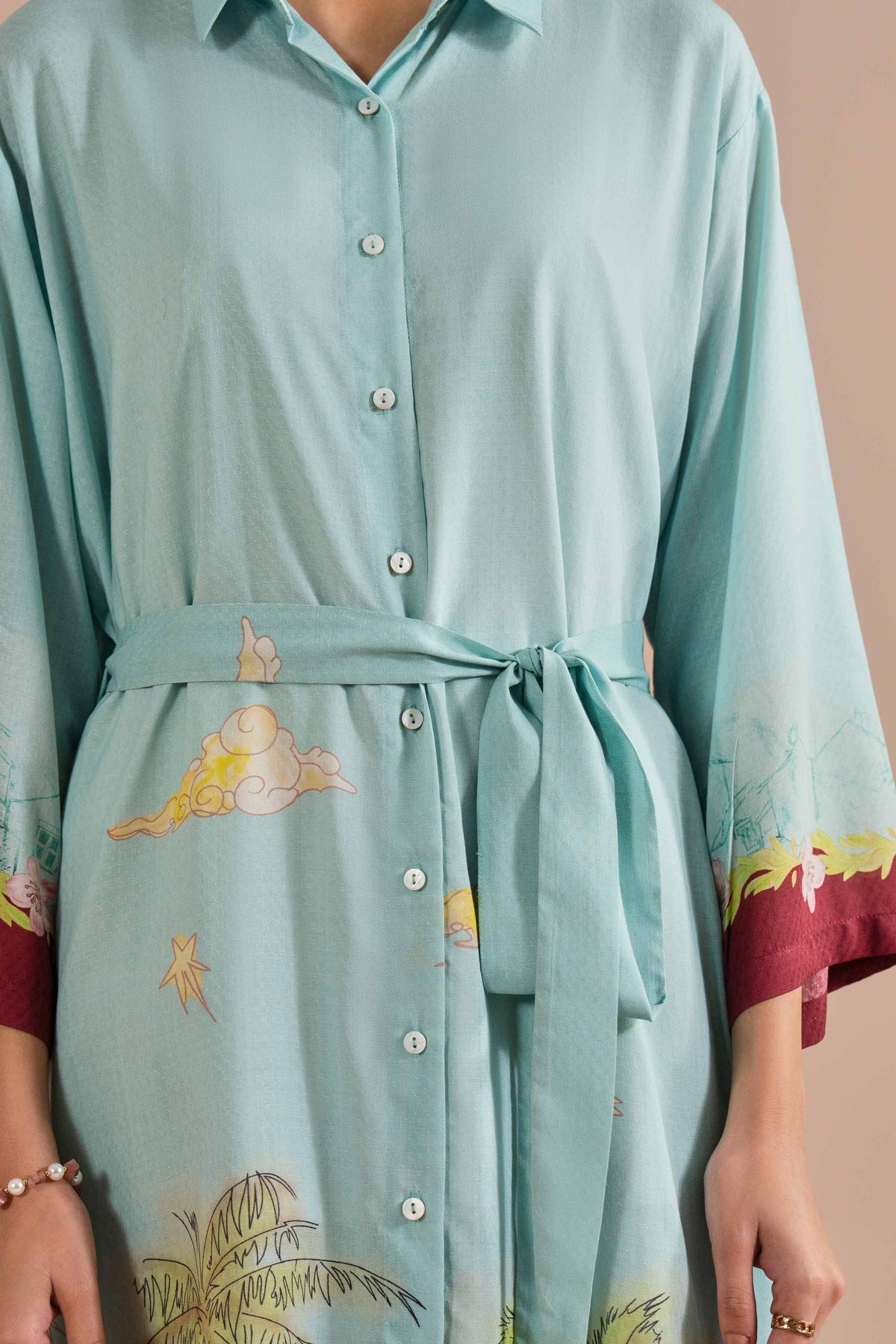 Printed Dress - AS26-14 Blue Dobby 1PC Printed Nishat Australia