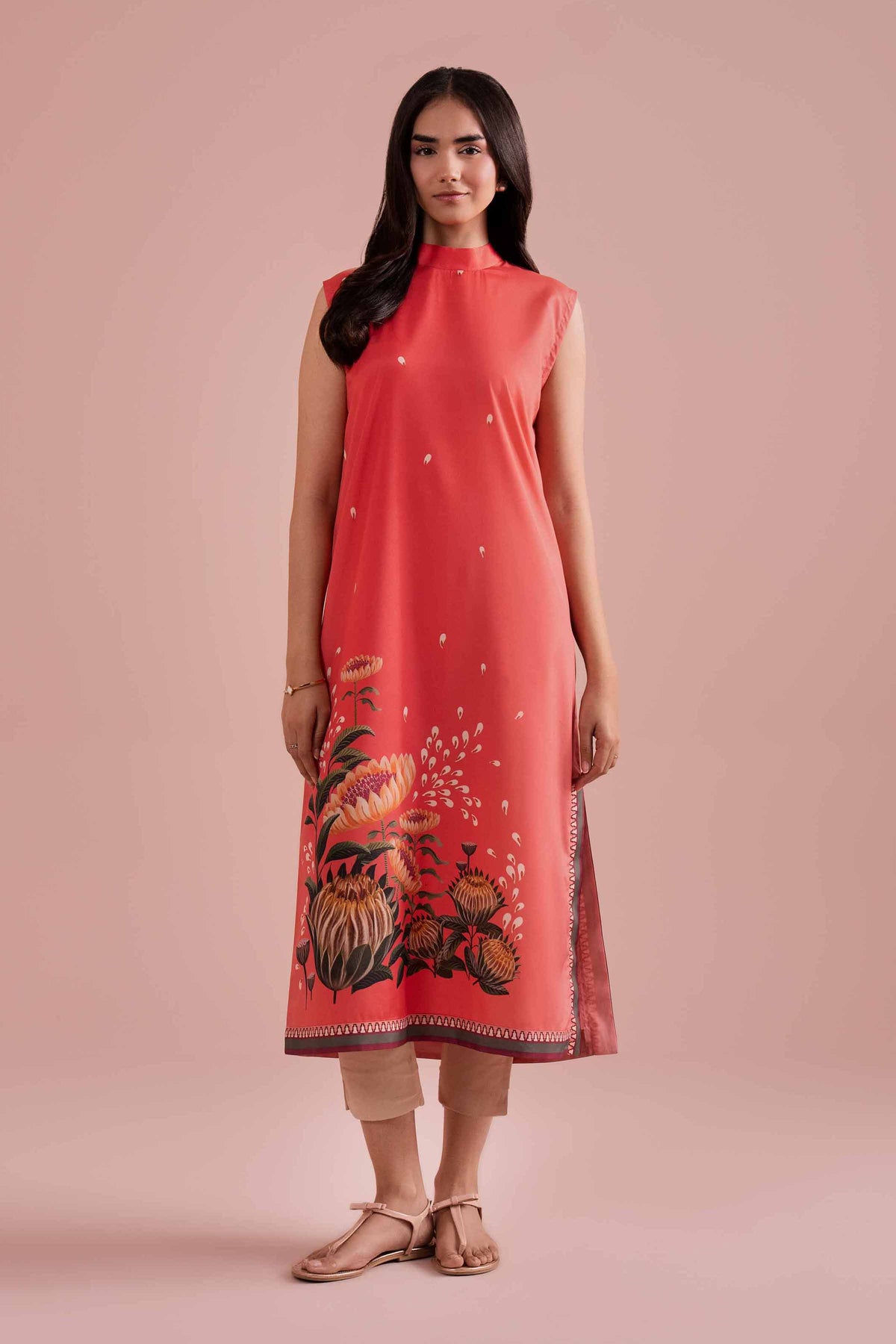 Printed Shirt - AS26-16 Red Silk 1PC Printed Nishat Australia