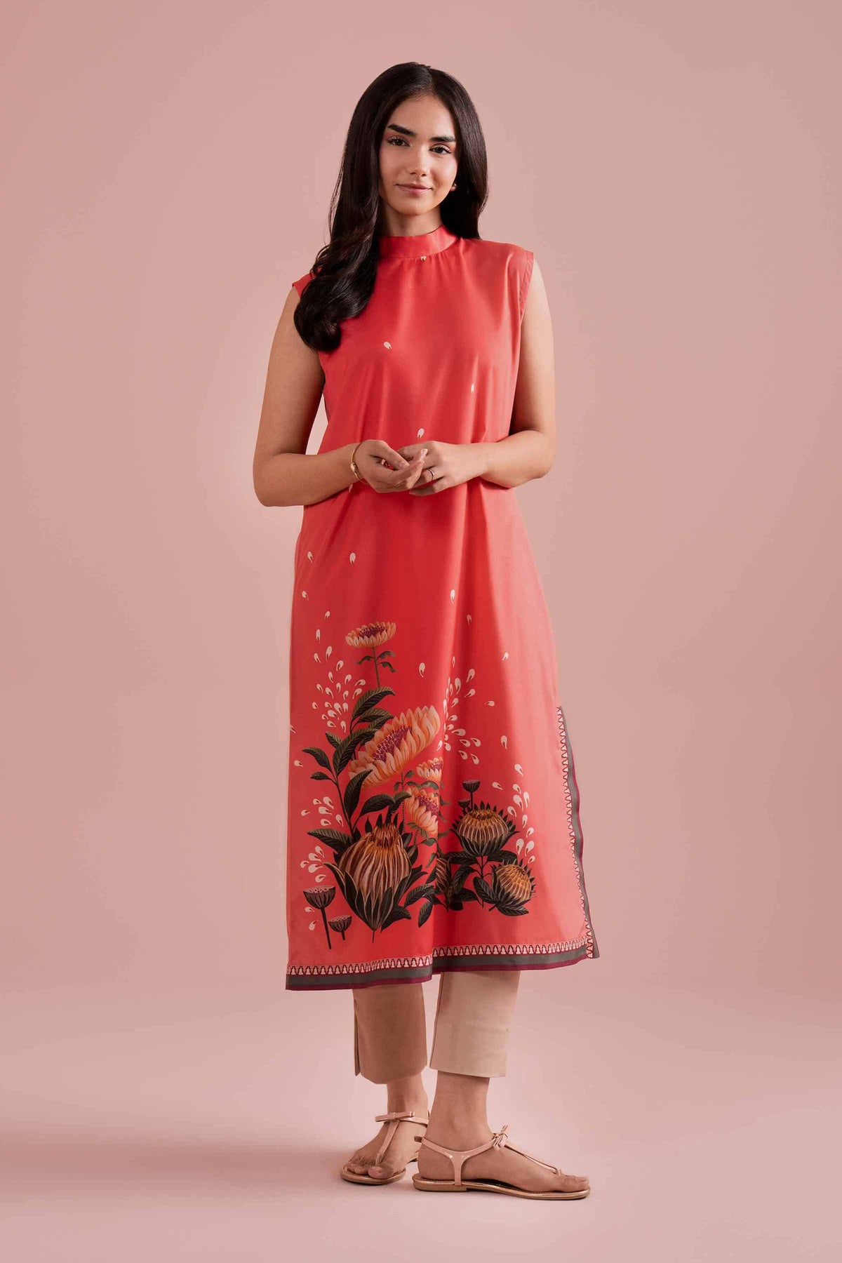 Printed Shirt - AS26-16 Red Silk 1PC Printed Nishat Australia