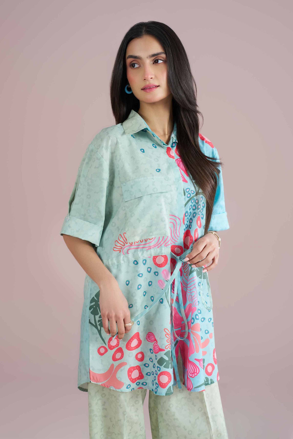 2 Piece - Printed Suit - AS26-17 Green Silk 2PC  Printed Nishat Australia