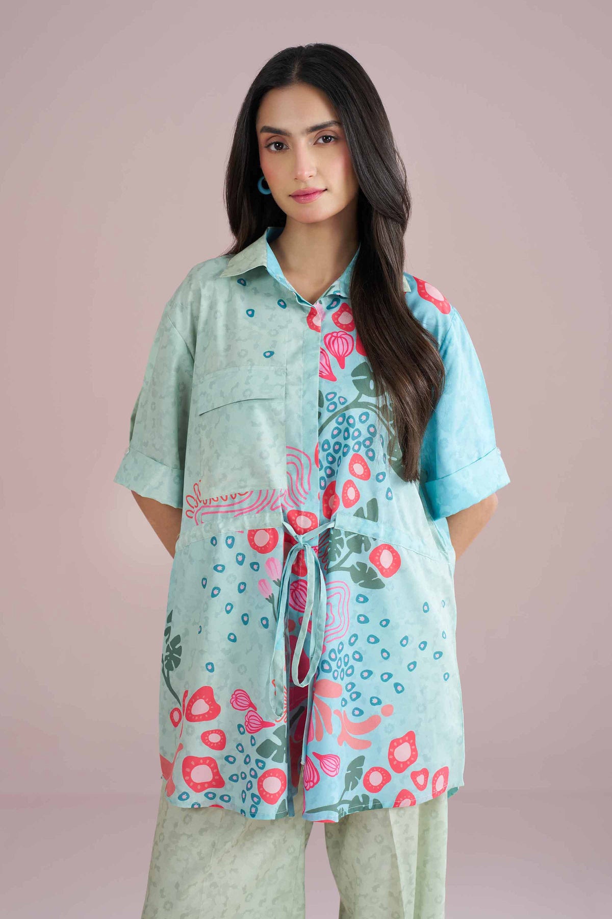 2 Piece - Printed Suit - AS26-17 Green Silk 2PC  Printed Nishat Australia