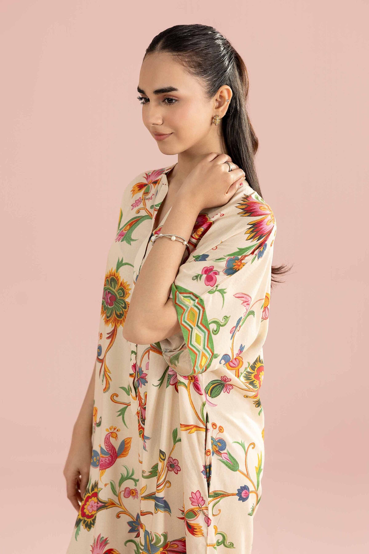Printed Shirt - AS26-36 Beige Dobby 1PC Printed Nishat Australia