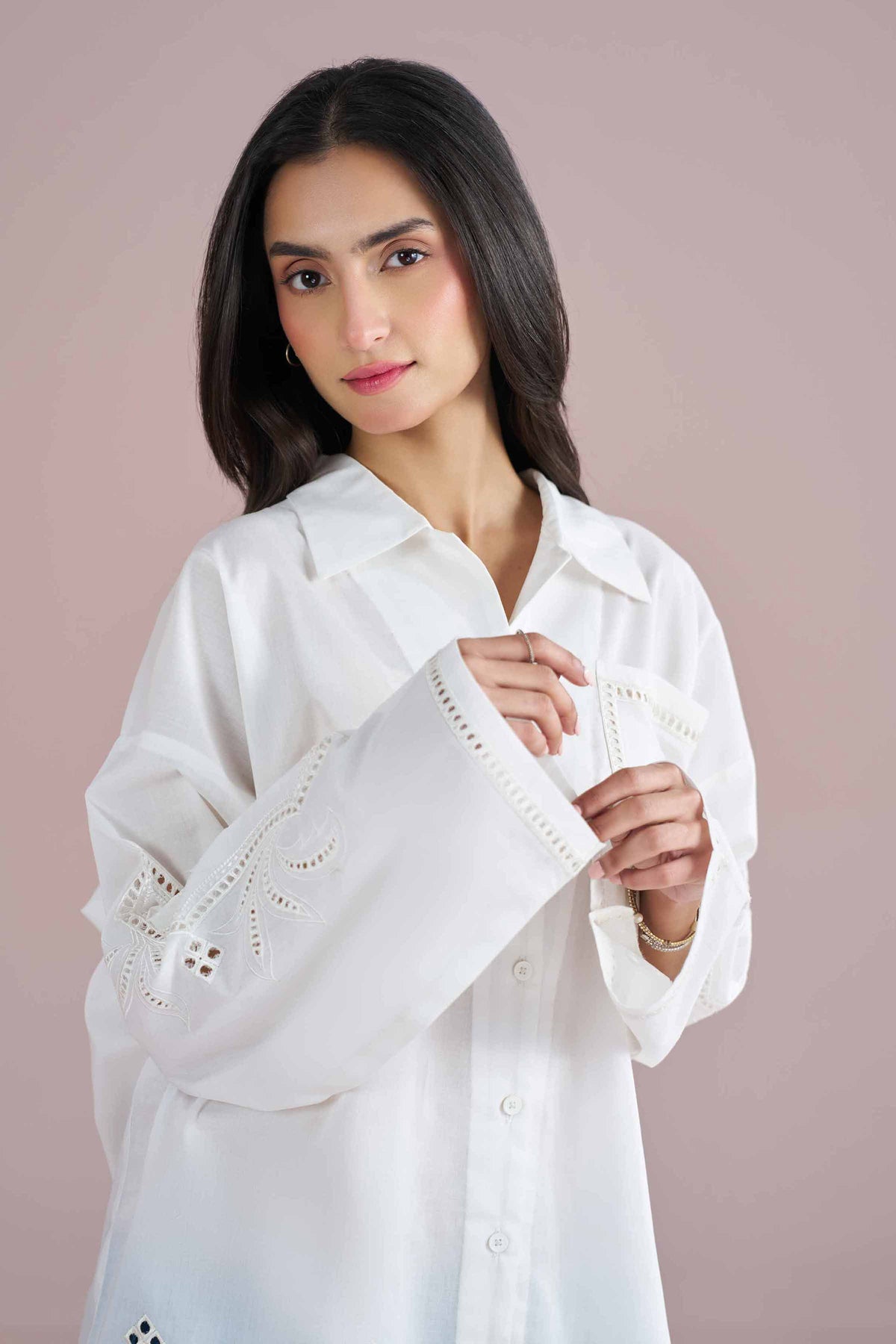 Embroidered Tunic - AS26-38 White Cambric 1PC Embroidered Nishat Australia