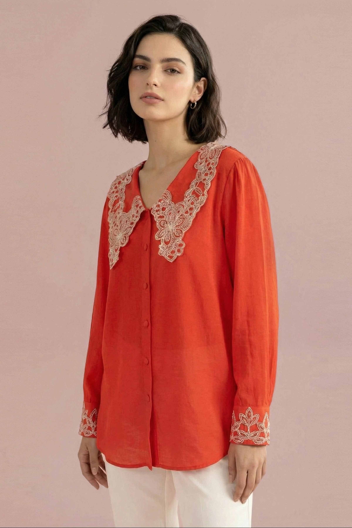 Embroidered Tunic - AS26-70 Orange Fine Crepe 1PC Embroidered Nishat Australia