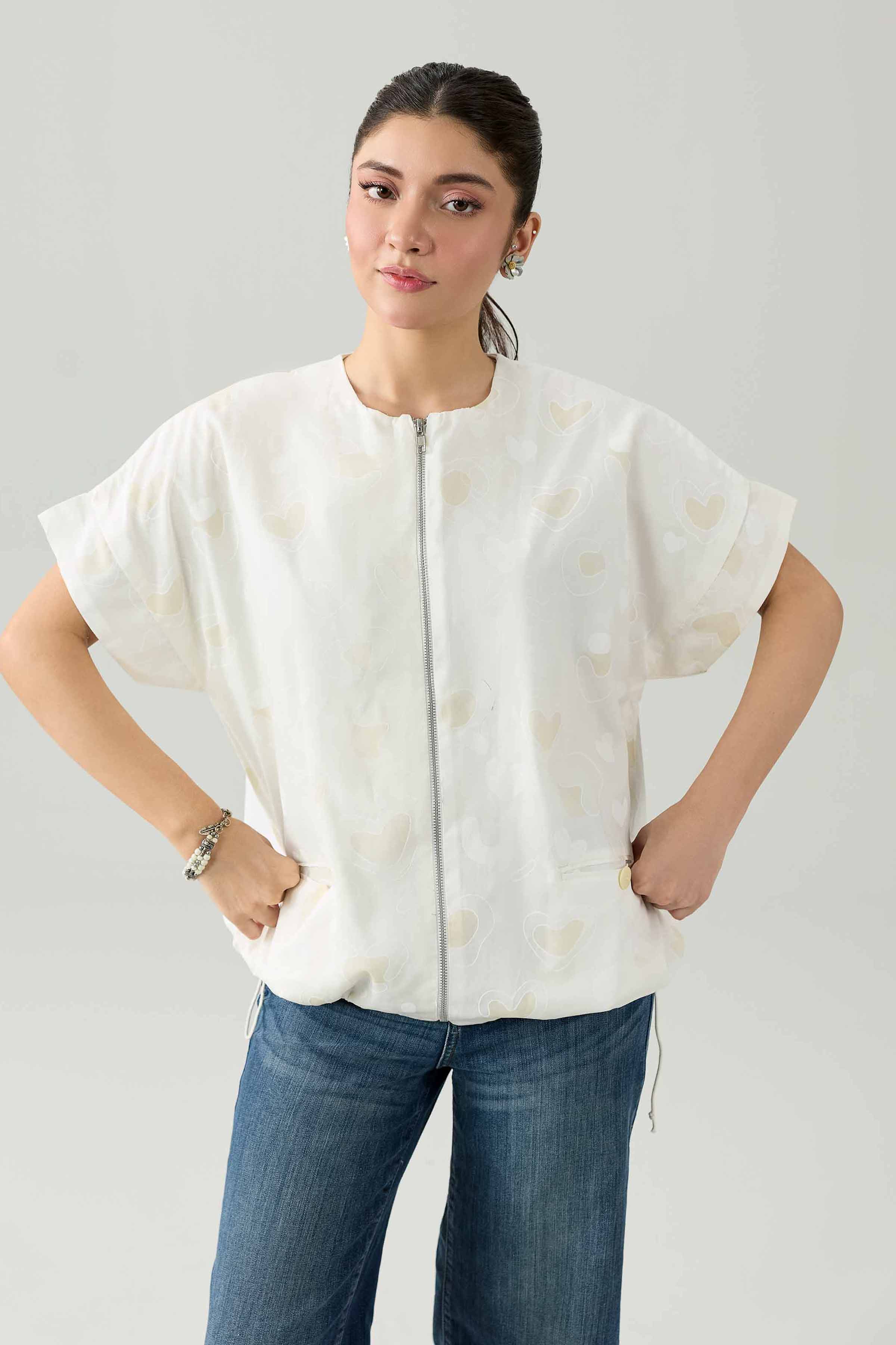 Printed Tunic - AS26-78 White Cambric 1PC Printed Nishat Australia