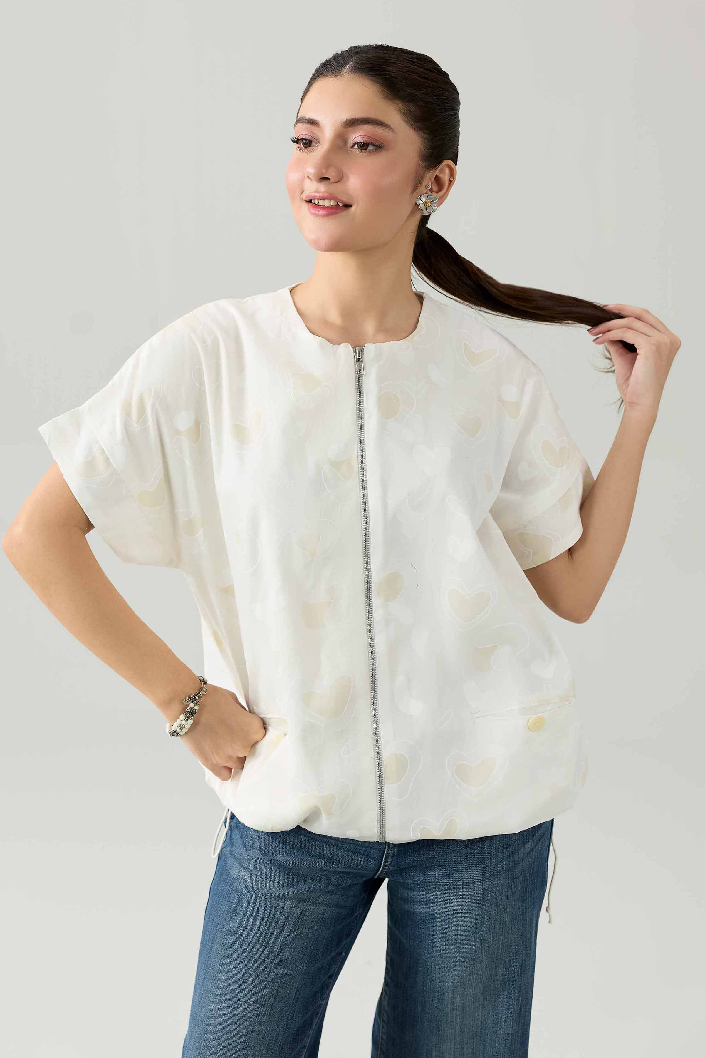Printed Tunic - AS26-78 White Cambric 1PC Printed Nishat Australia