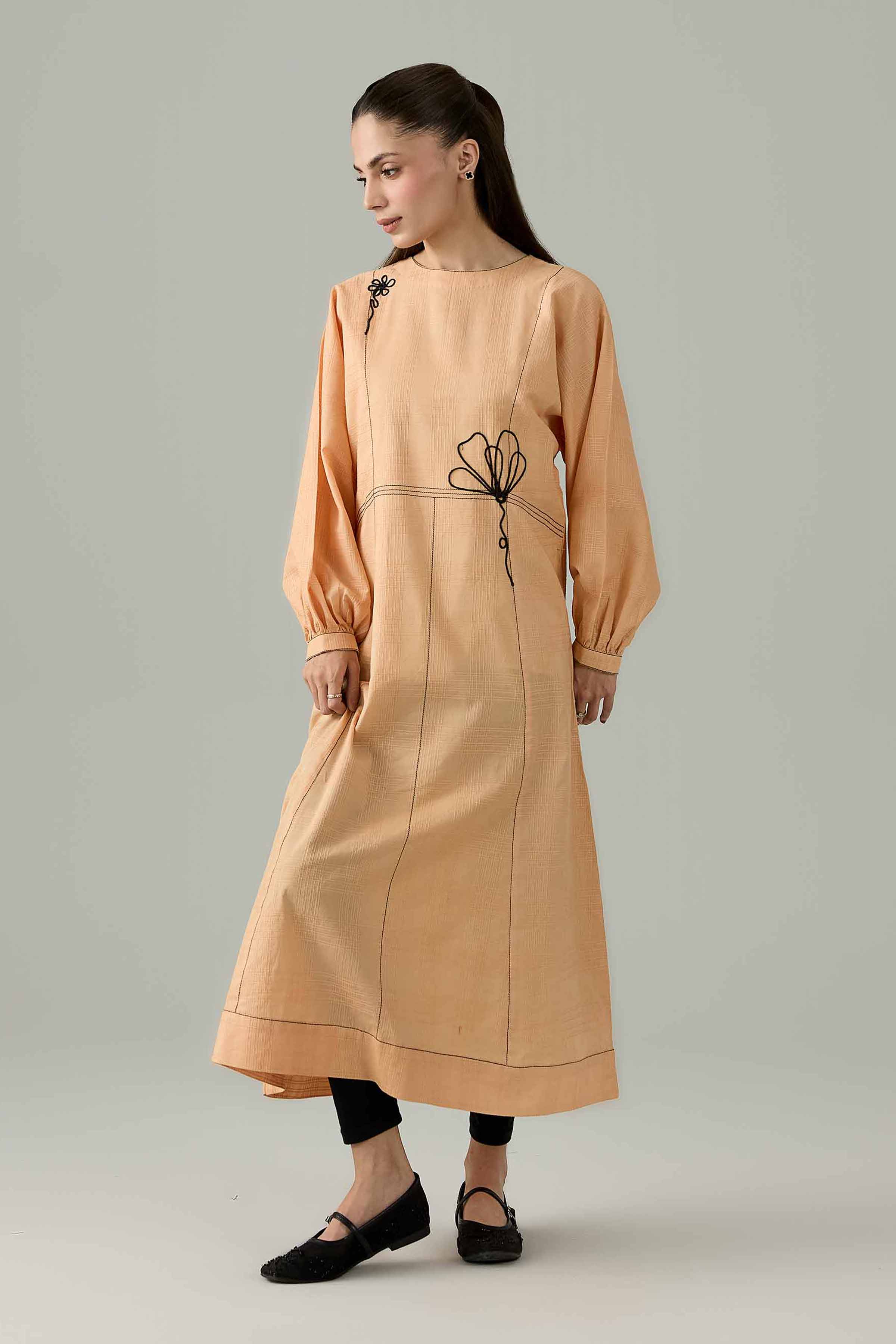 Embroidered Dress - AS26-86 Orange Leno Kara 1PC Embroidered Nishat Australia