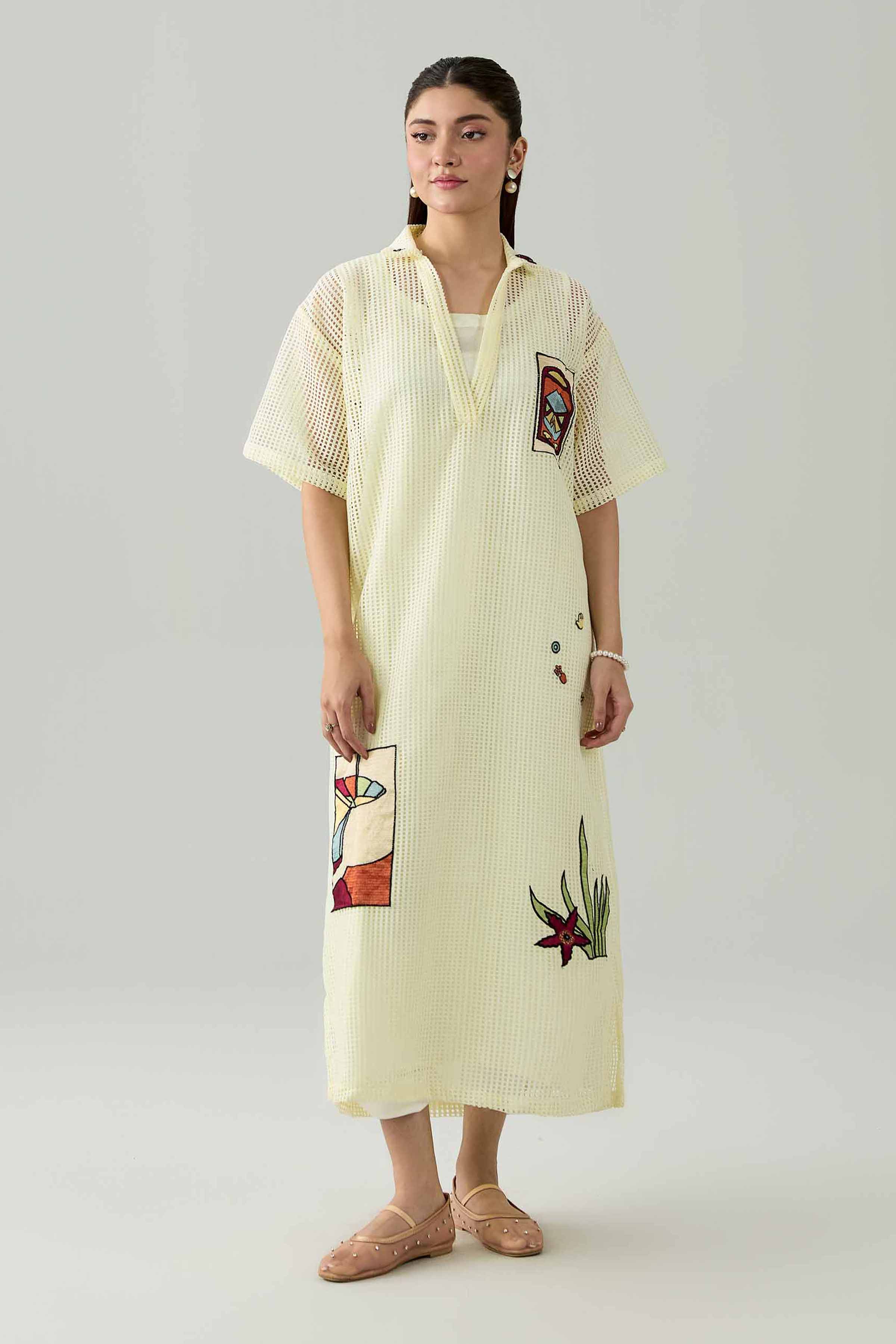 Embroidered Dress - AS26-87 Off White  Net 1PC Embroidered Nishat Australia