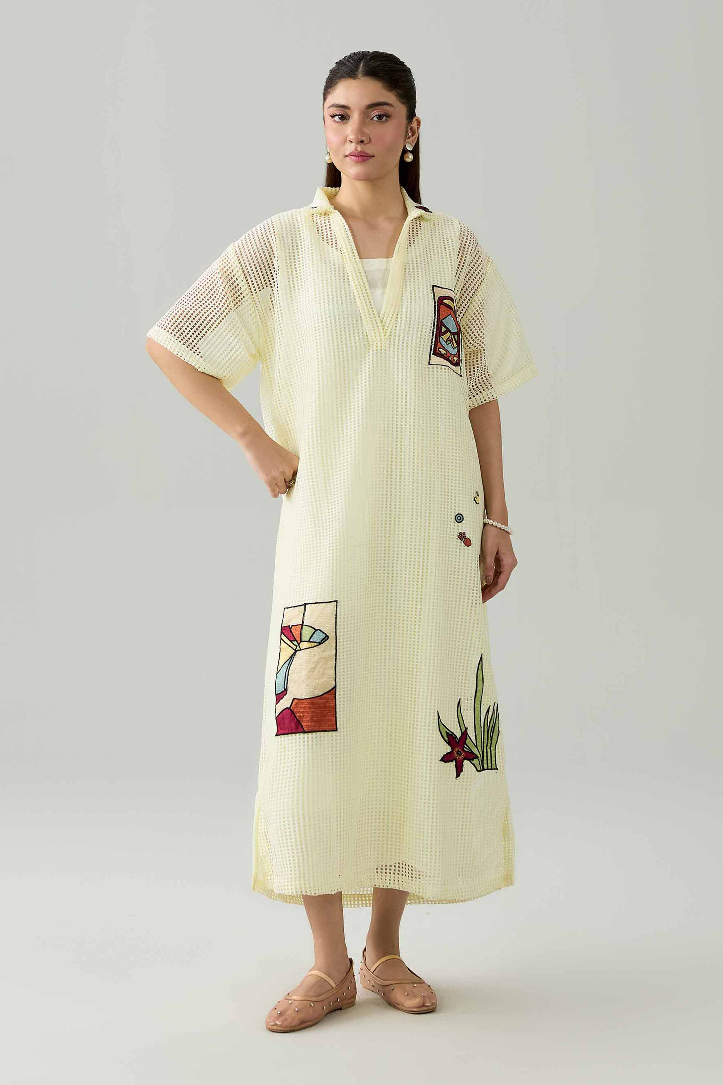 Embroidered Dress - AS26-87 Off White  Net 1PC Embroidered Nishat Australia