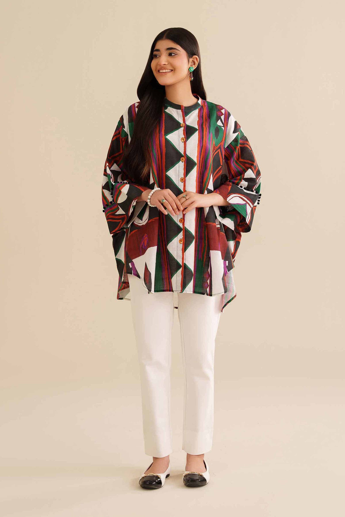 Printed Tunic - AW25-03 Black Khaddar 1PC Printed Nishat Australia