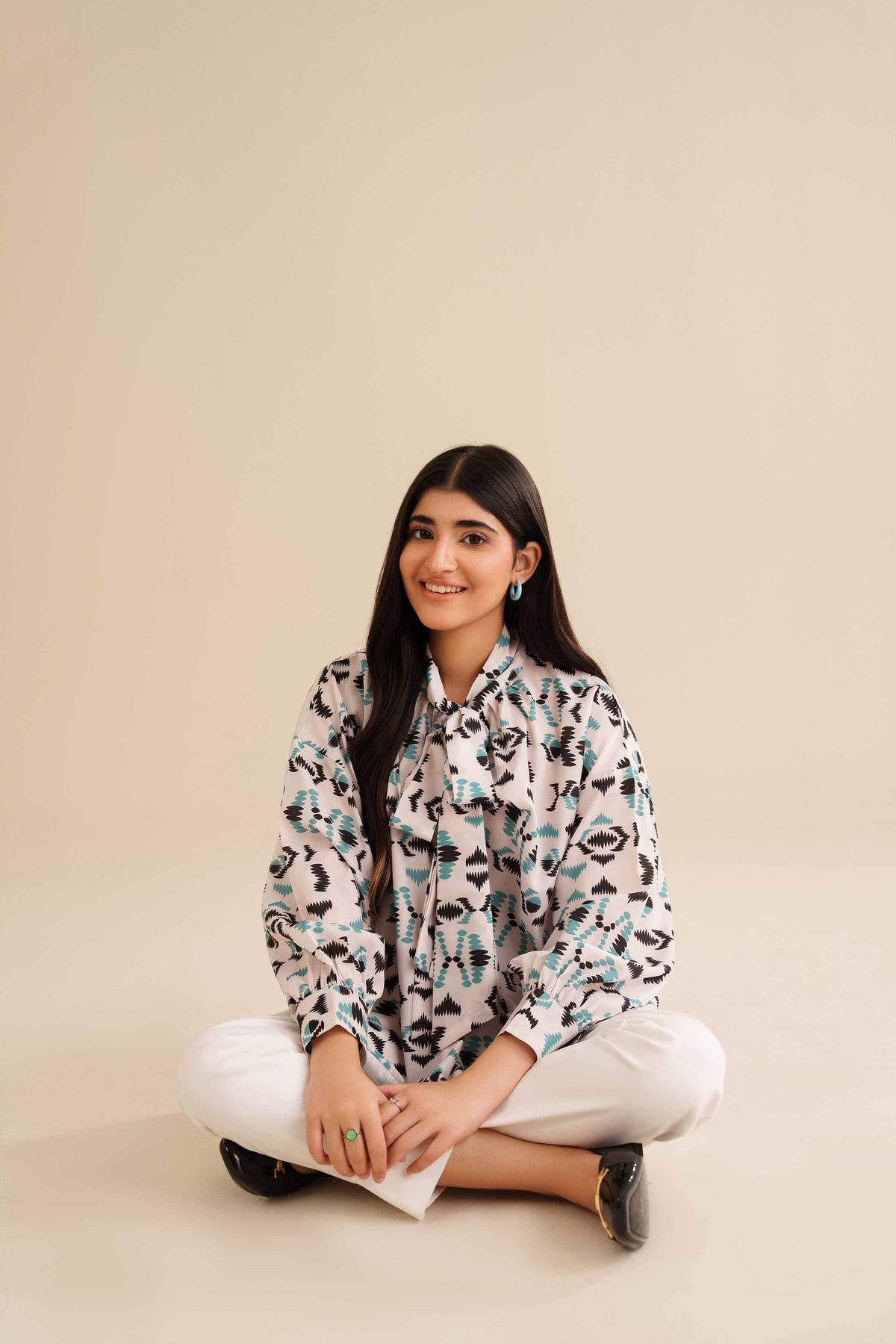 Printed Tunic - AW25-04 White Silk 1PC Printed Nishat Australia