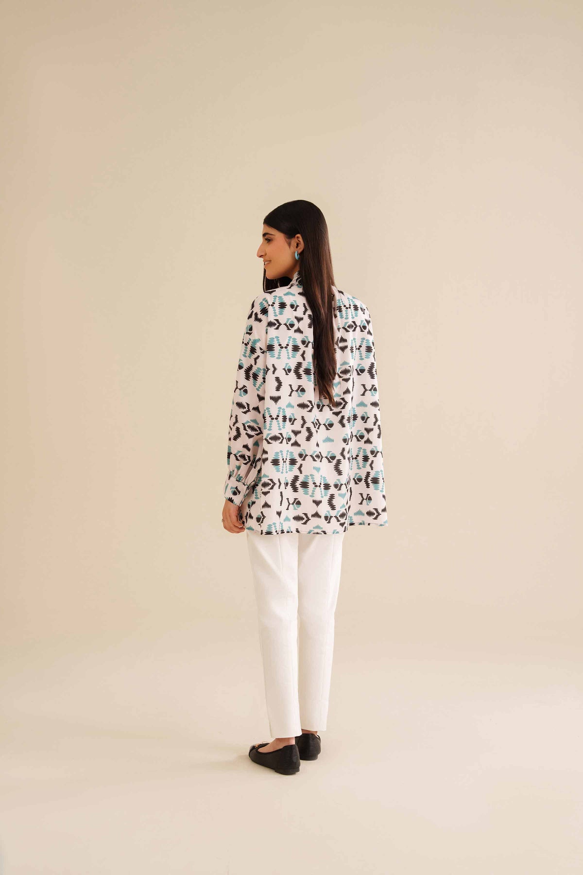 Printed Tunic - AW25-04 White Silk 1PC Printed Nishat Australia