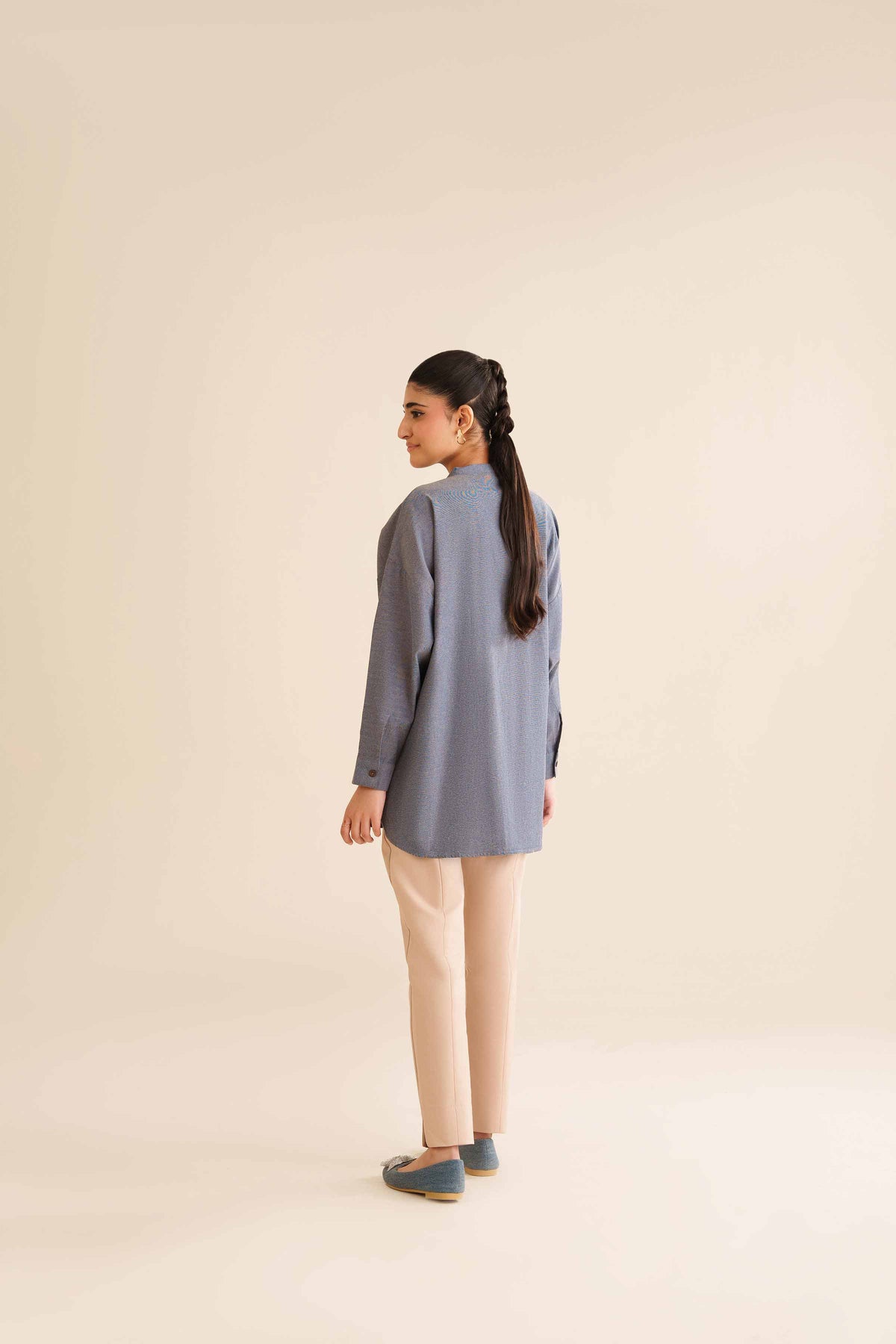 Embroidered Tunic - AW25-05 Blue Silk 1PC Embroidered Nishat Australia