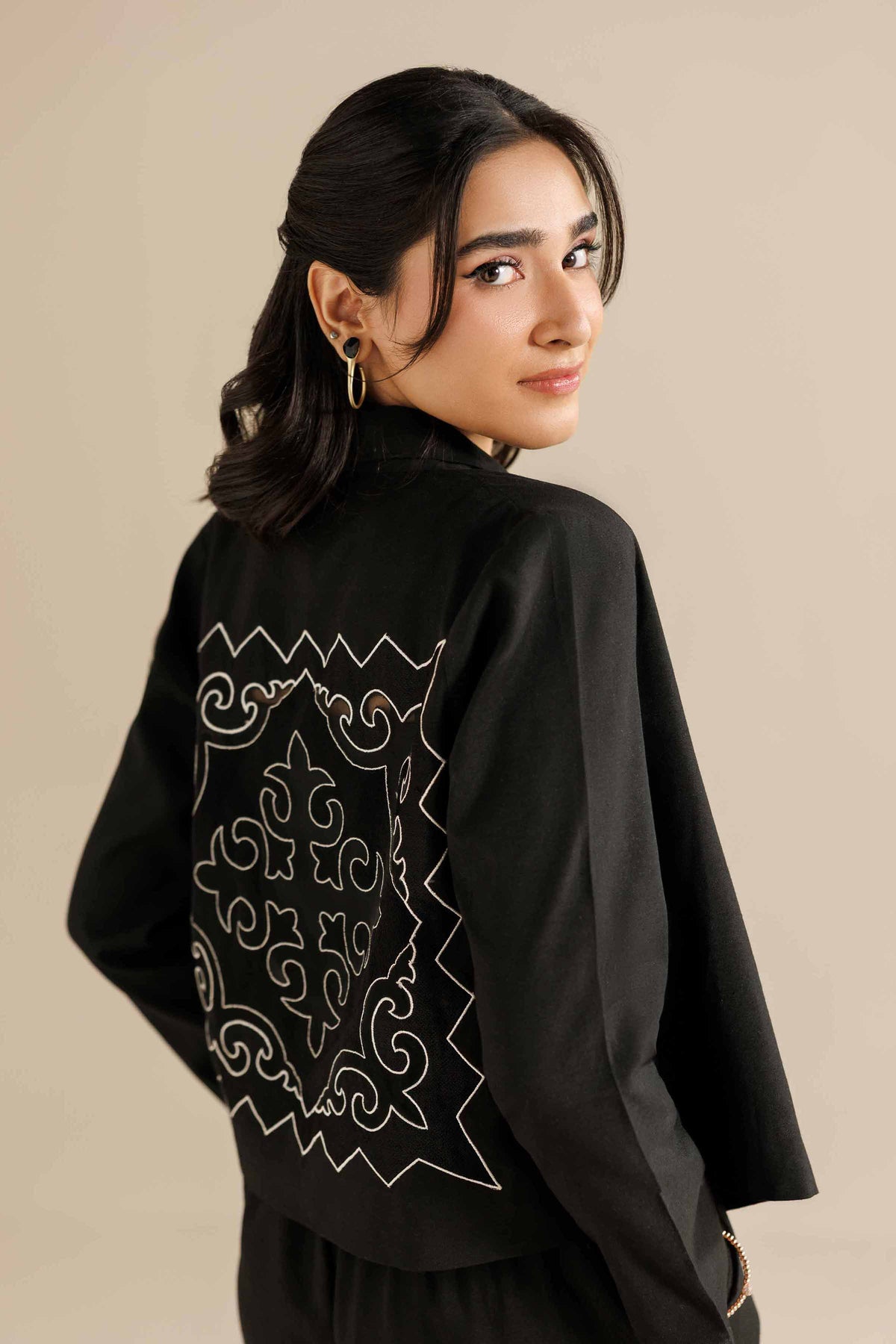 2 Piece - Embroidered Suit - AW25-10 Black Cotton 2PC Embroidered Nishat Australia
