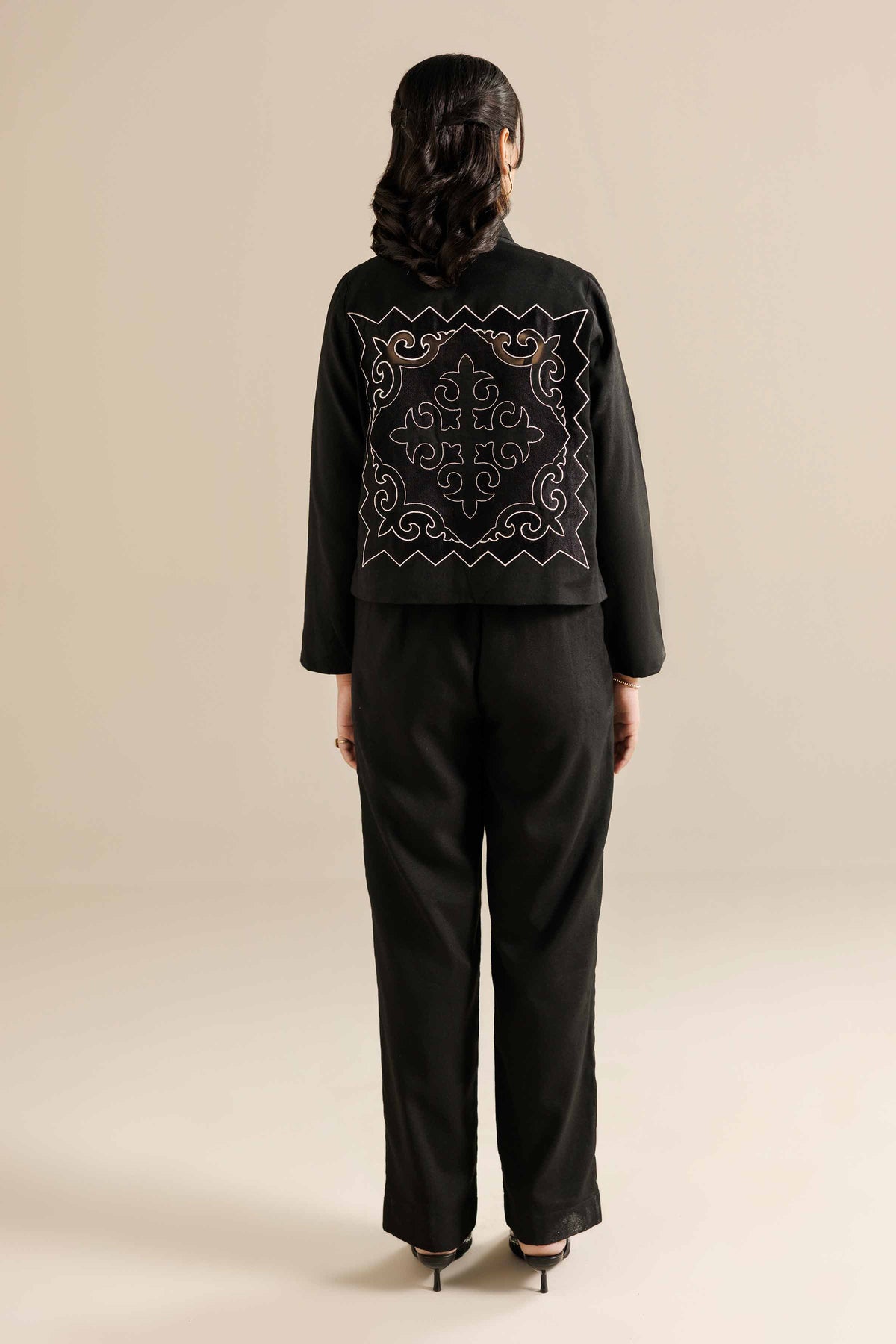 2 Piece - Embroidered Suit - AW25-10 Black Cotton 2PC Embroidered Nishat Australia