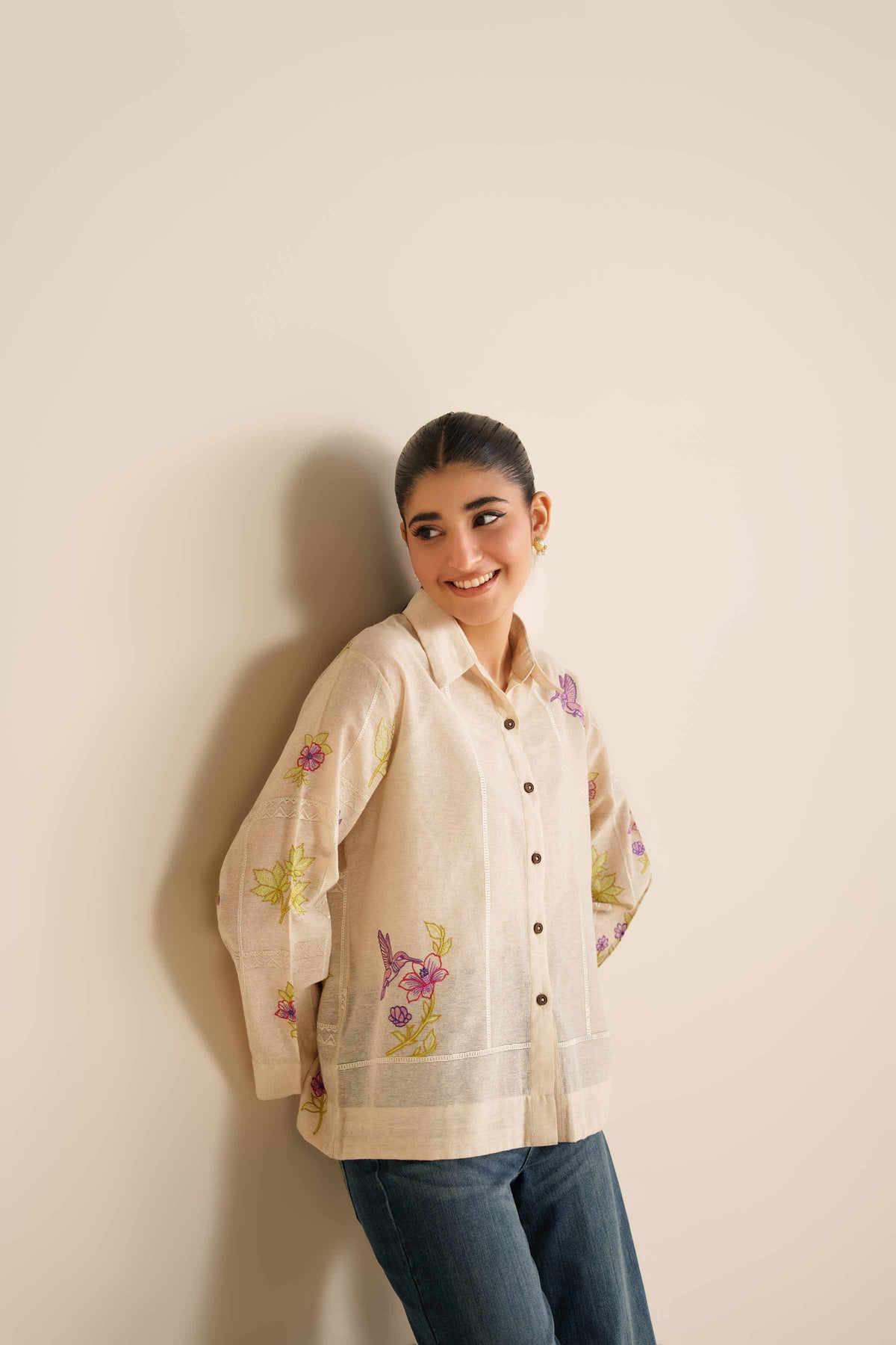 Embroidered Tunic - AW25-14 Red Cotton 1PC Embroidered Nishat Australia