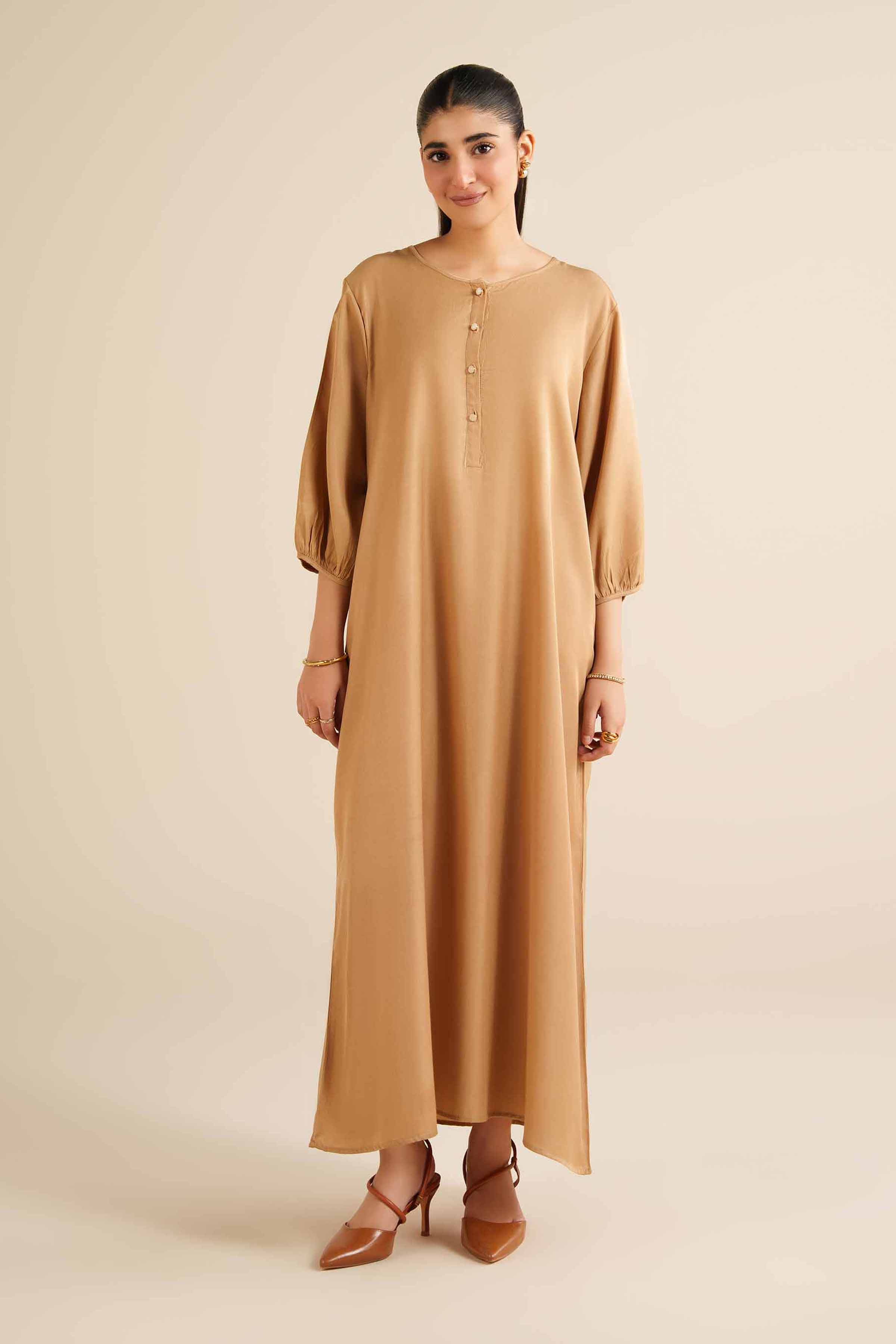 Basic Dress - AW25-15 READY TO WEAR Beige Twill 1PC Solids
