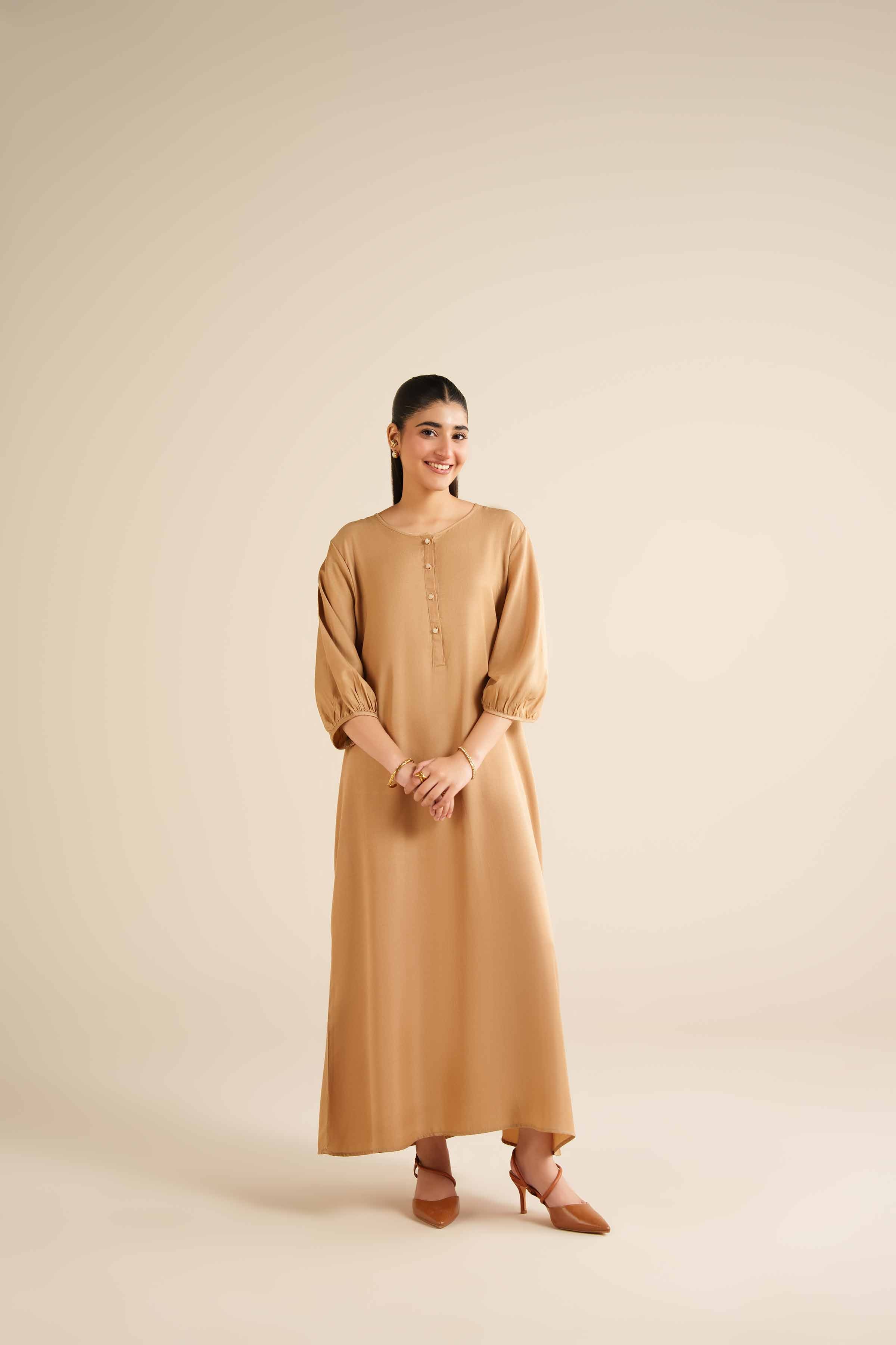 Basic Dress - AW25-15 READY TO WEAR Beige Twill 1PC Solids