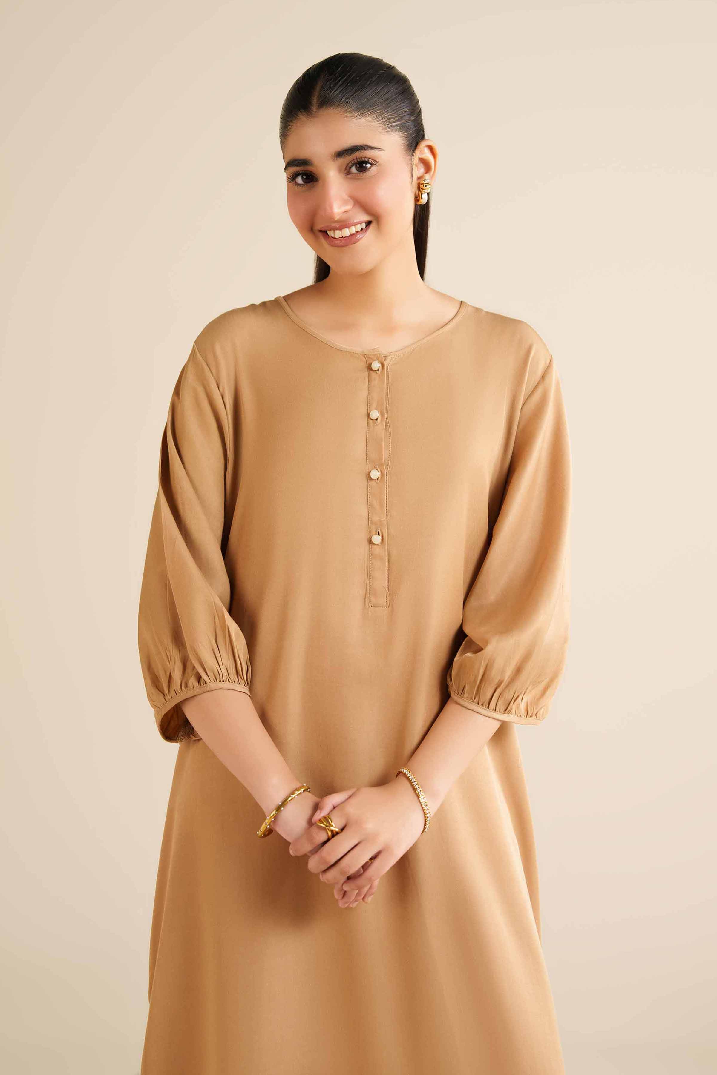 Basic Dress - AW25-15 READY TO WEAR Beige Twill 1PC Solids