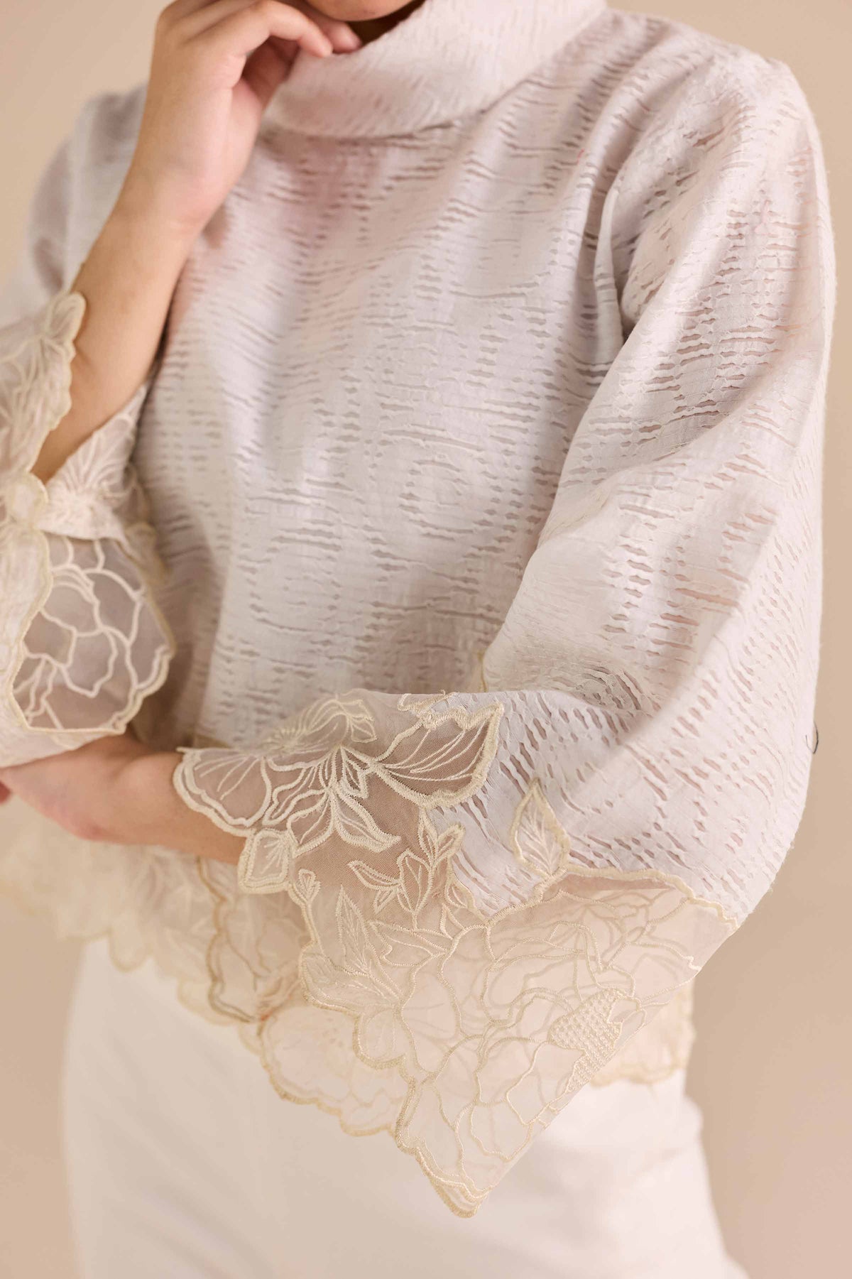 Embroidered Tunic - AW25-16 White Organza 1PC Embroidered Nishat Australia