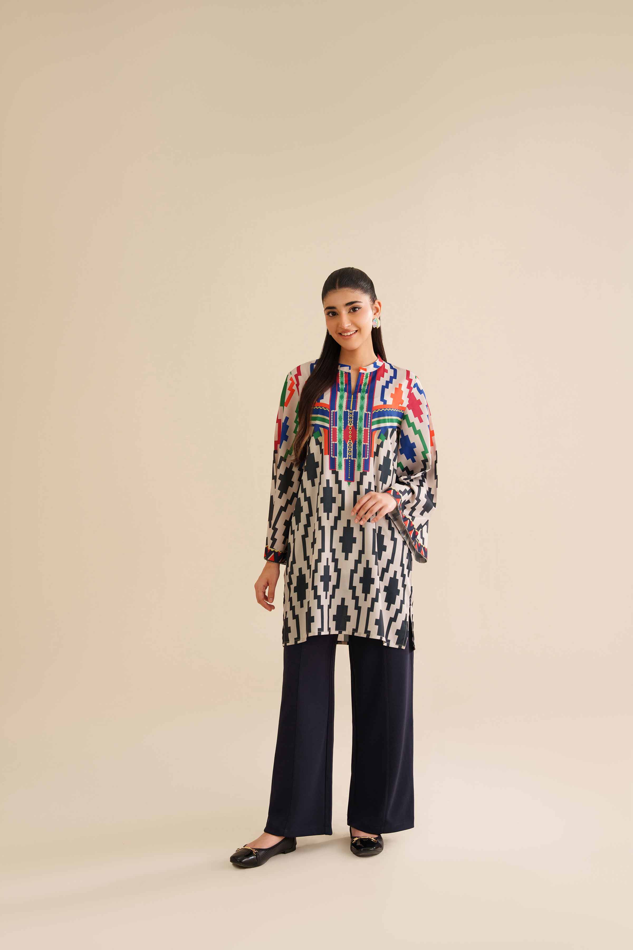 Printed Tunic - AW25-18 READY TO WEAR Multi Silk 1PC Printed