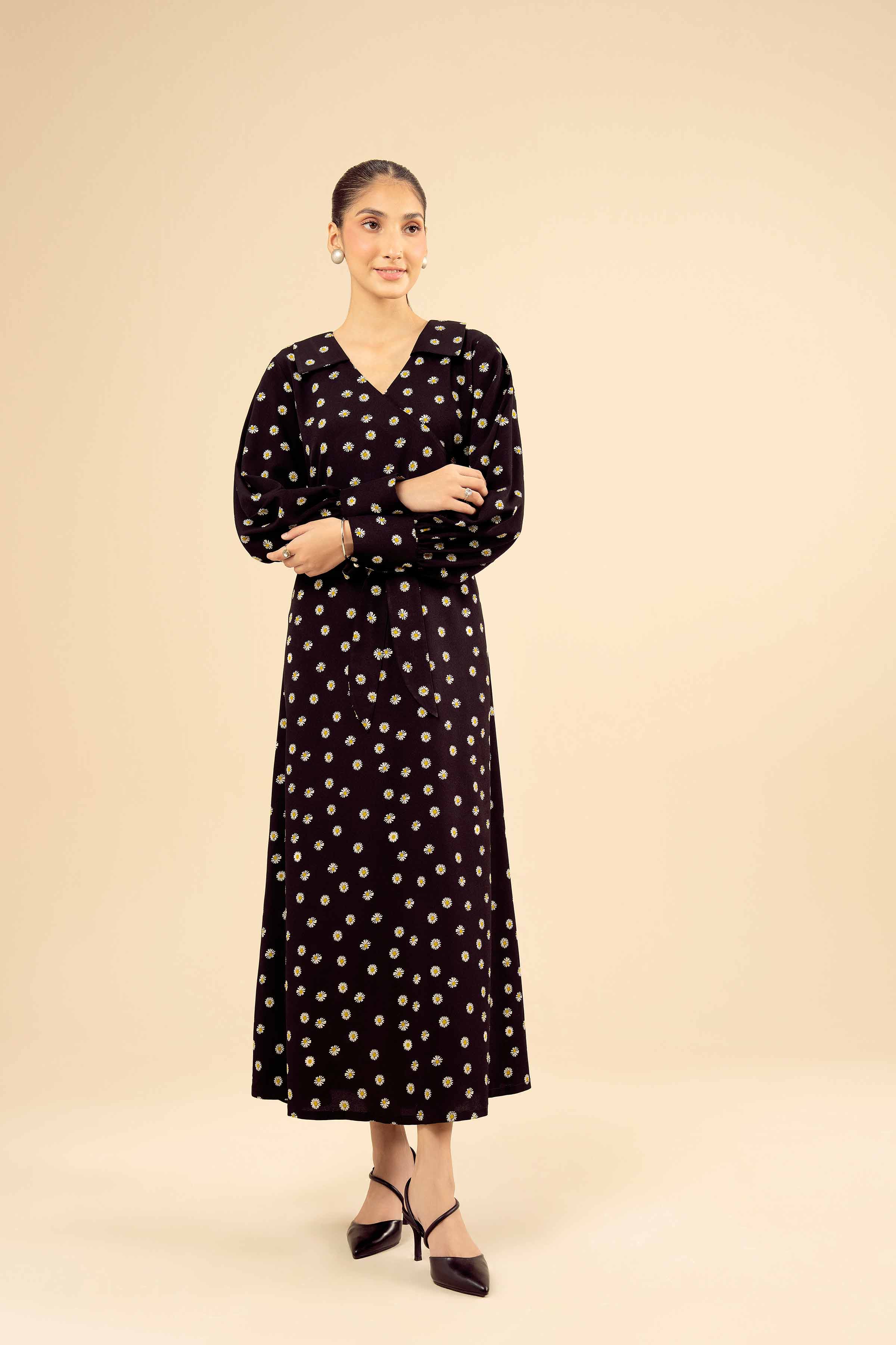 Printed Dress - AW25-26 READY TO WEAR Black Blended 1PC Printed