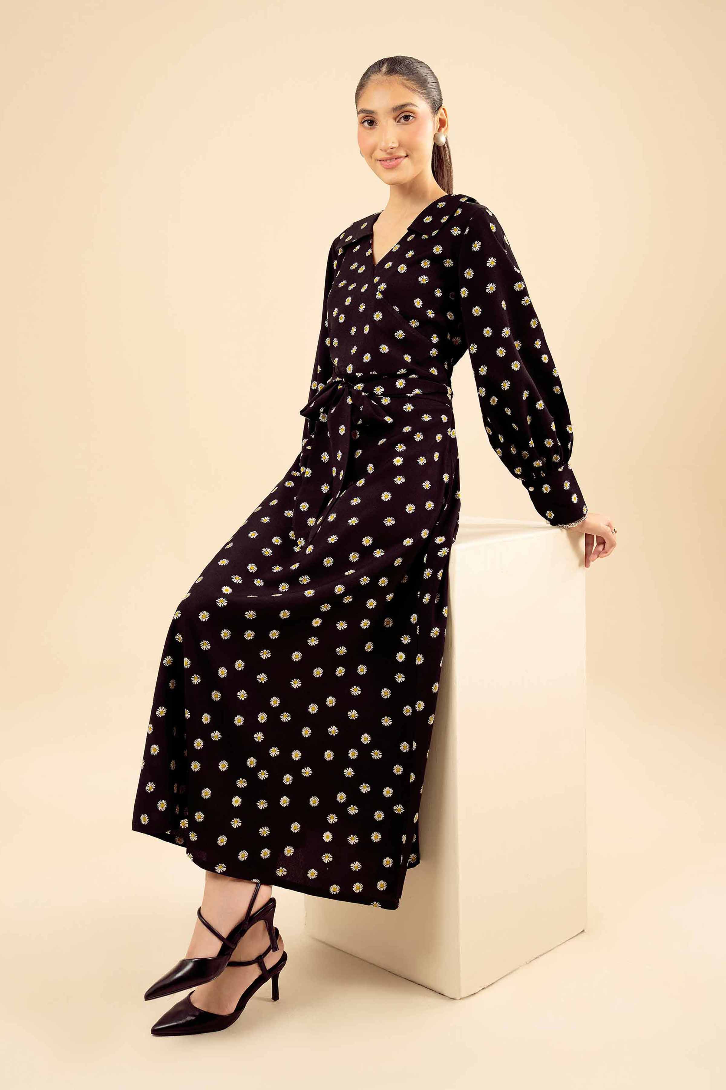 Printed Dress - AW25-26 READY TO WEAR Black Blended 1PC Printed