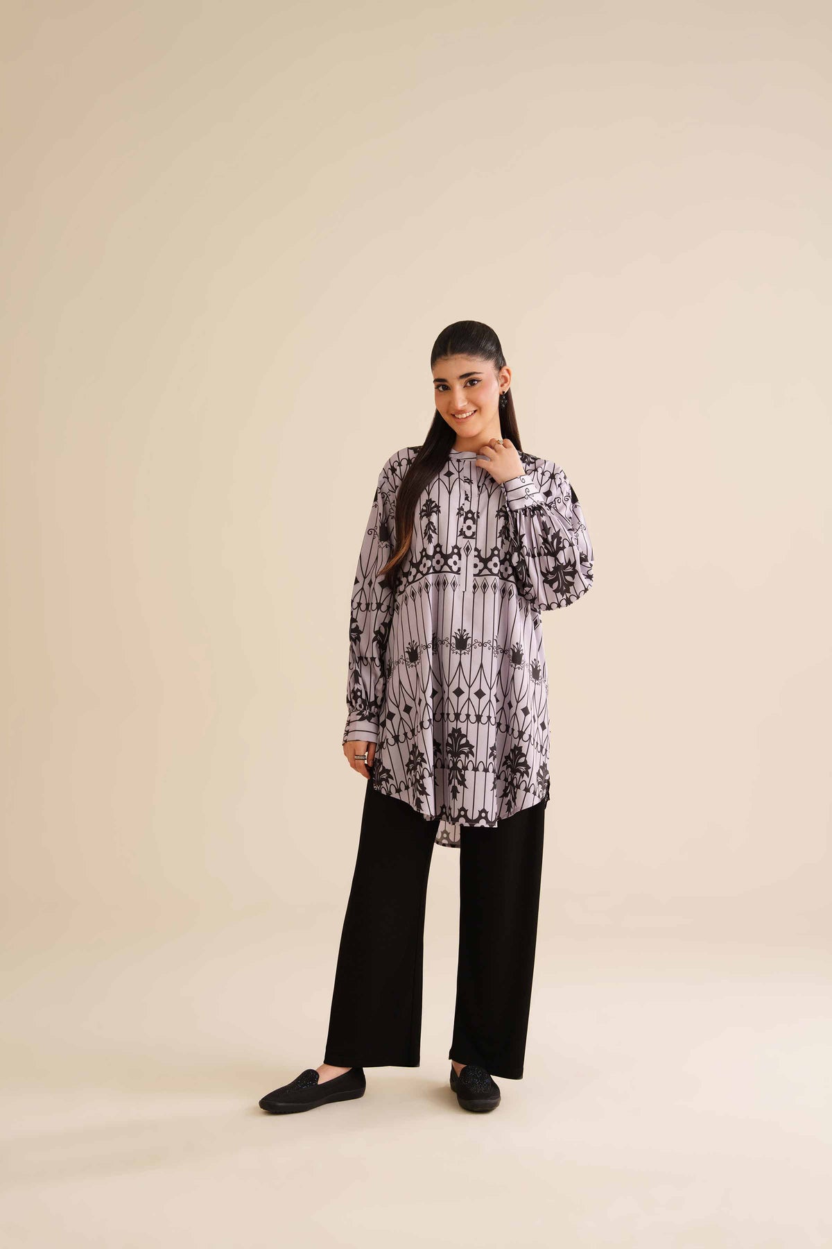 Printed Tunic - AW25-35 Purple Silk 1PC Printed Nishat Australia