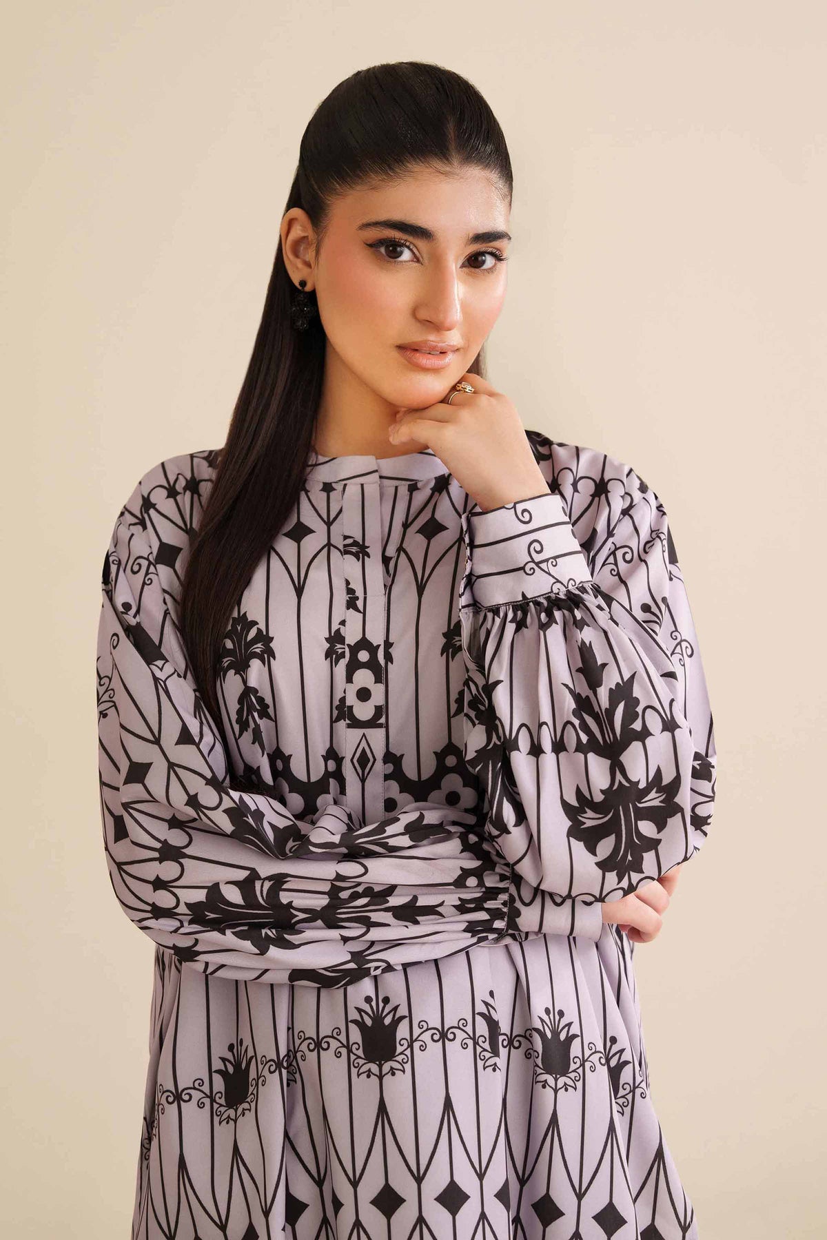 Printed Tunic - AW25-35 Purple Silk 1PC Printed Nishat Australia