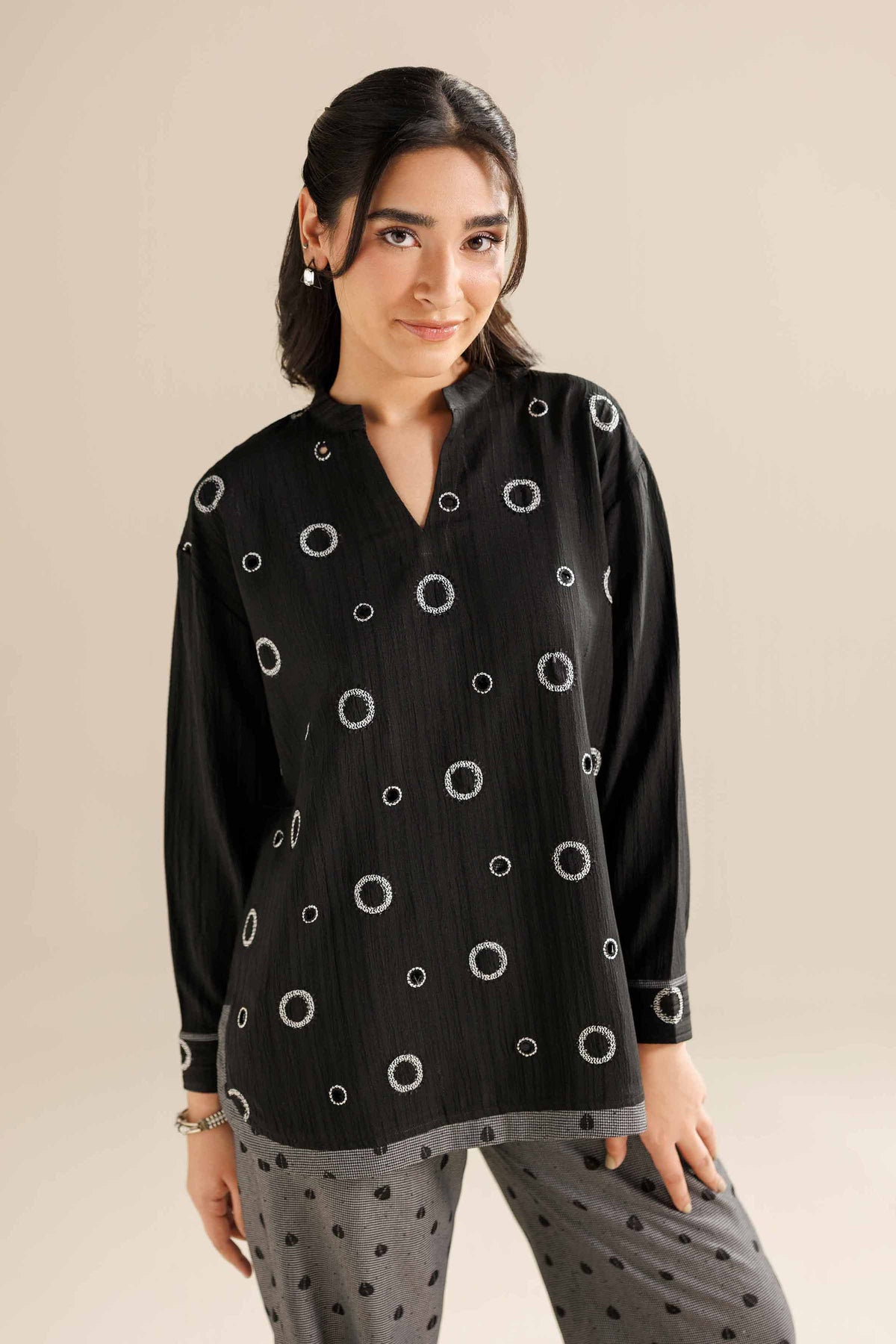 2 Piece - Printed Suit - AW25-45 Black Chiffon 2PC Printed Nishat Australia