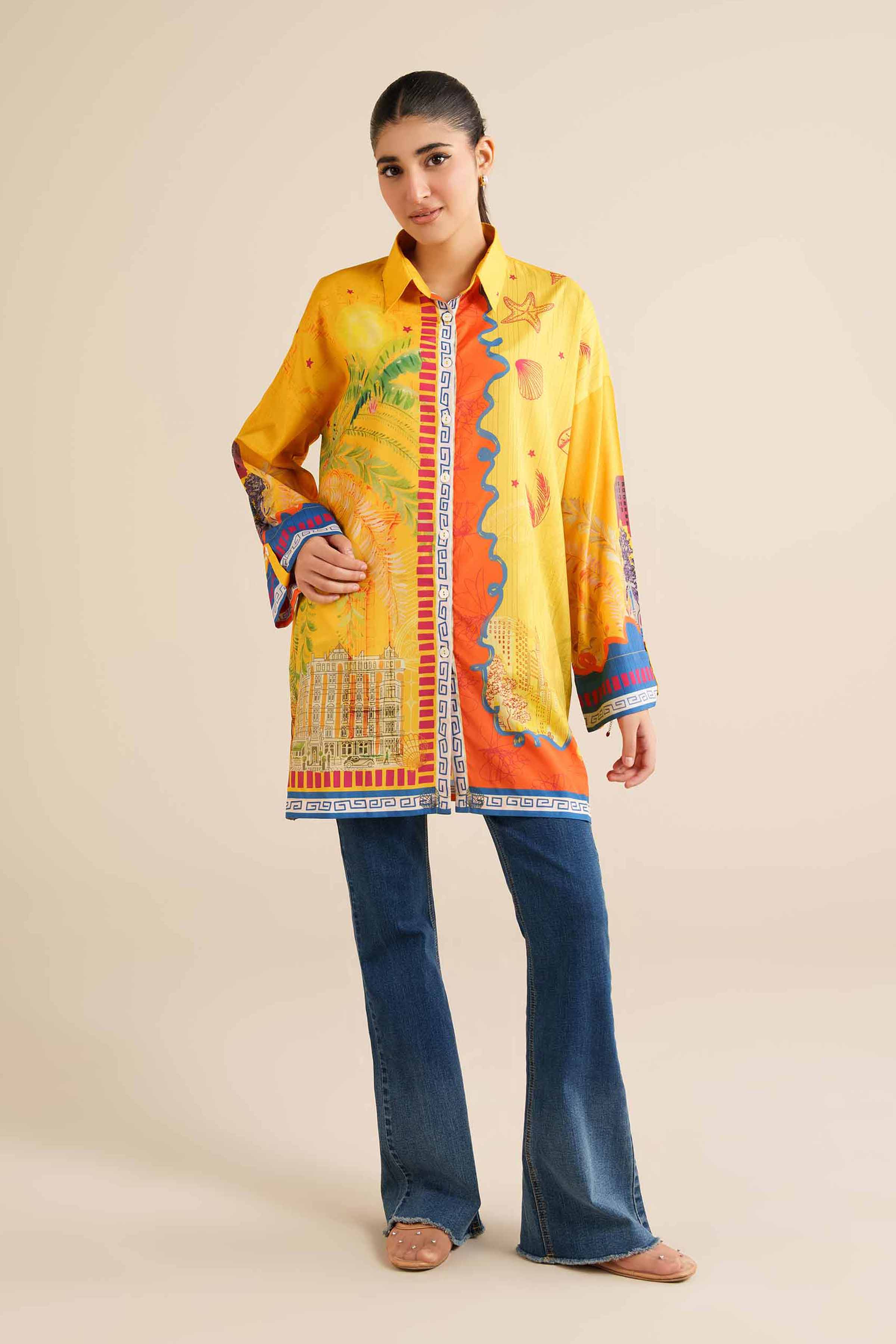 Printed Tunic - AW25-54 READY TO WEAR Yellow Silk 1 Piece Printed