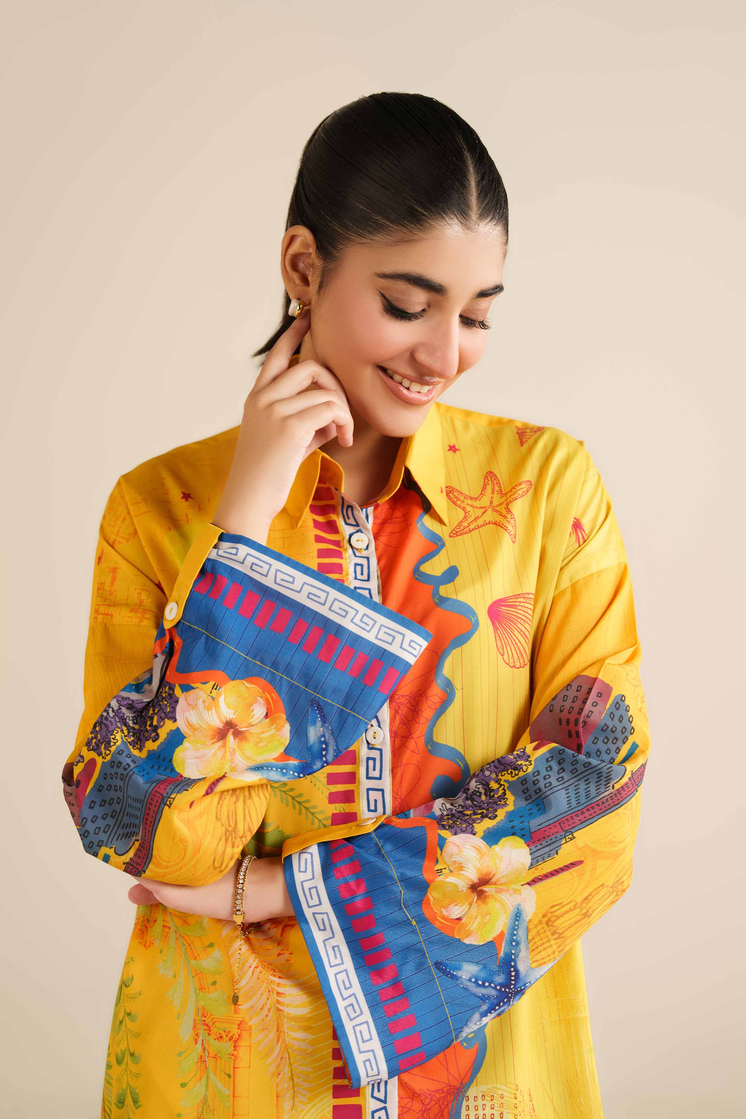 Printed Tunic - AW25-54 READY TO WEAR Yellow Silk 1 Piece Printed