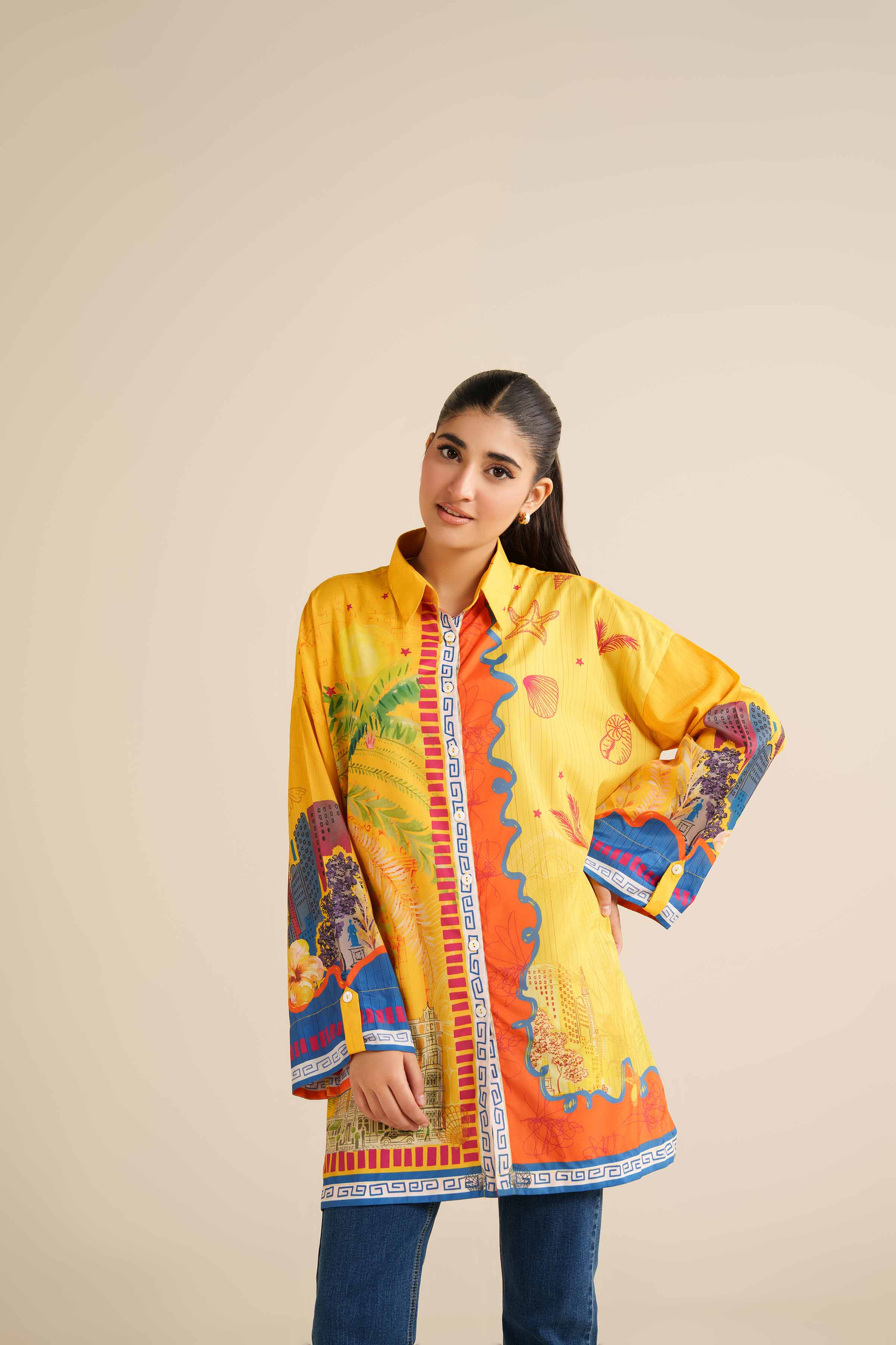 Printed Tunic - AW25-54 READY TO WEAR Yellow Silk 1 Piece Printed