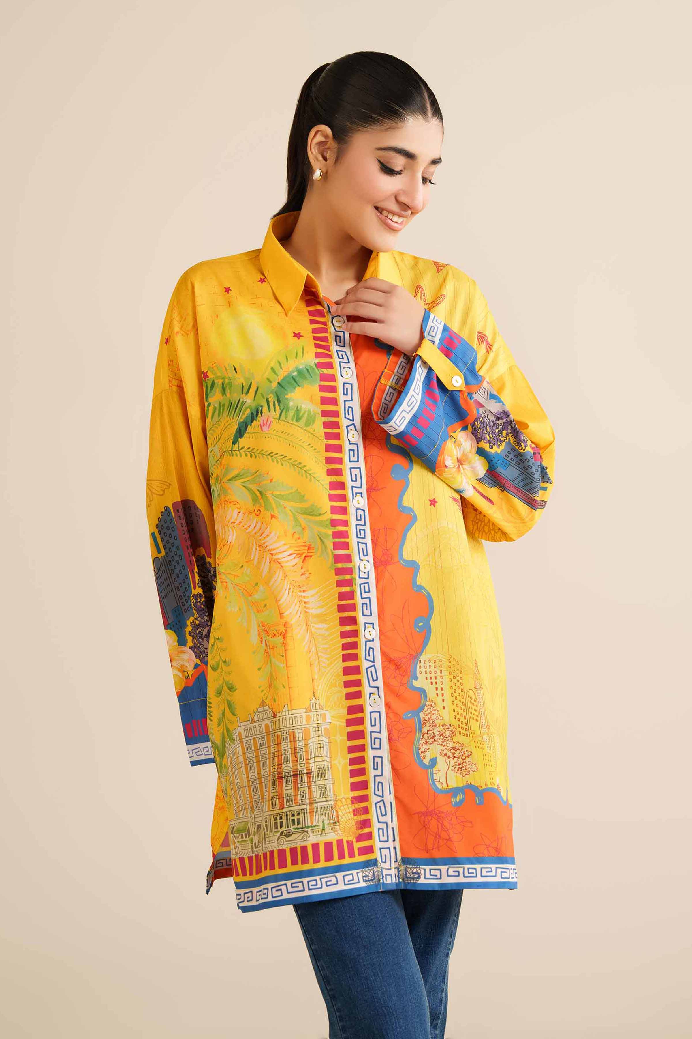 Printed Tunic - AW25-54 READY TO WEAR Yellow Silk 1 Piece Printed