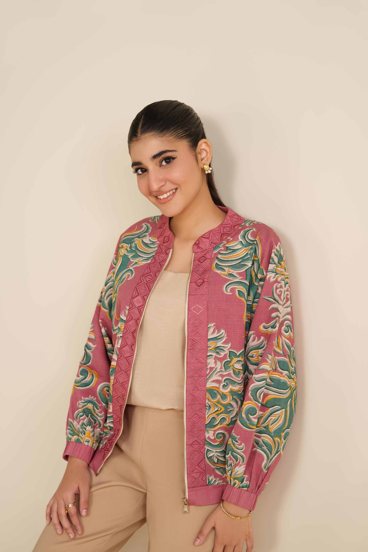 Printed Dress - AW25-57 Pink Khaddar 1PC Printed Nishat Australia