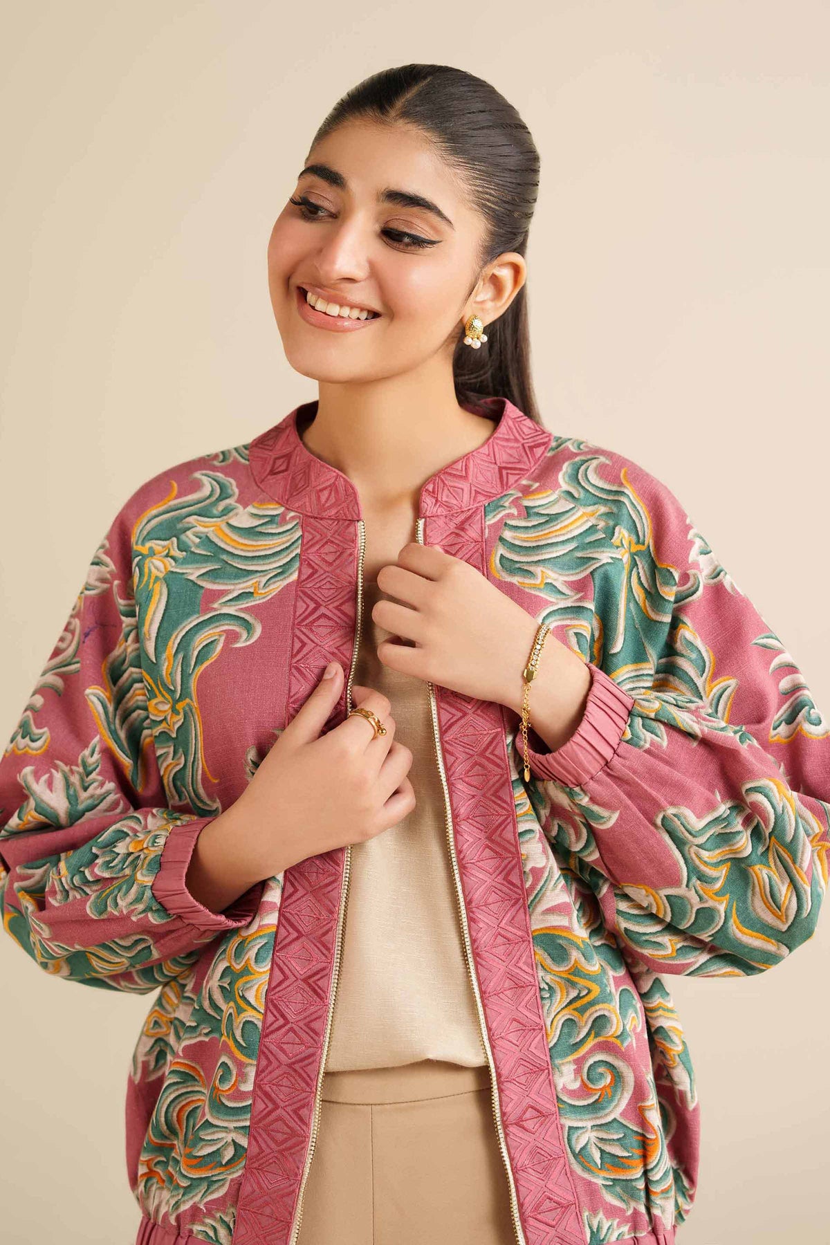 Printed Dress - AW25-57 Pink Khaddar 1PC Printed Nishat Australia