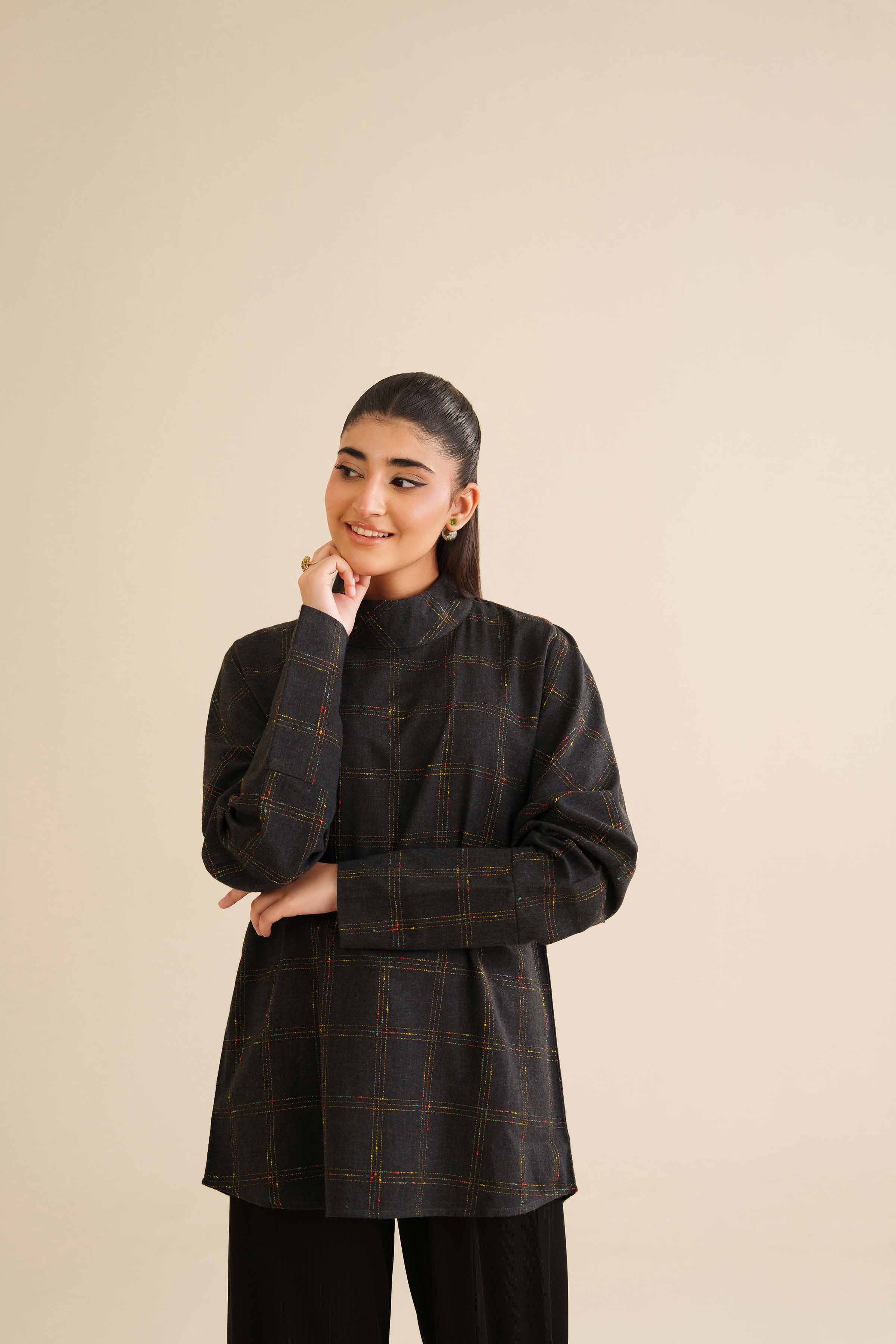 Basic Tunic - AW25-11 READY TO WEAR Black Karandi 1 Piece Solids