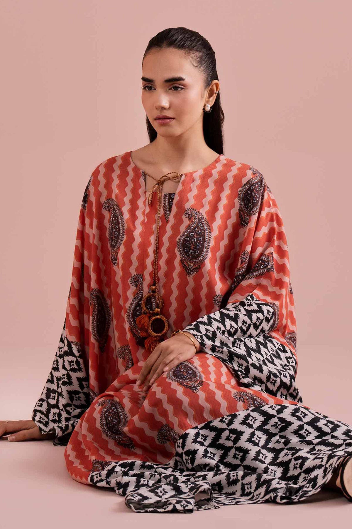 Printed Kaftan - FE26-33 Multi Dobby 1PC Printed