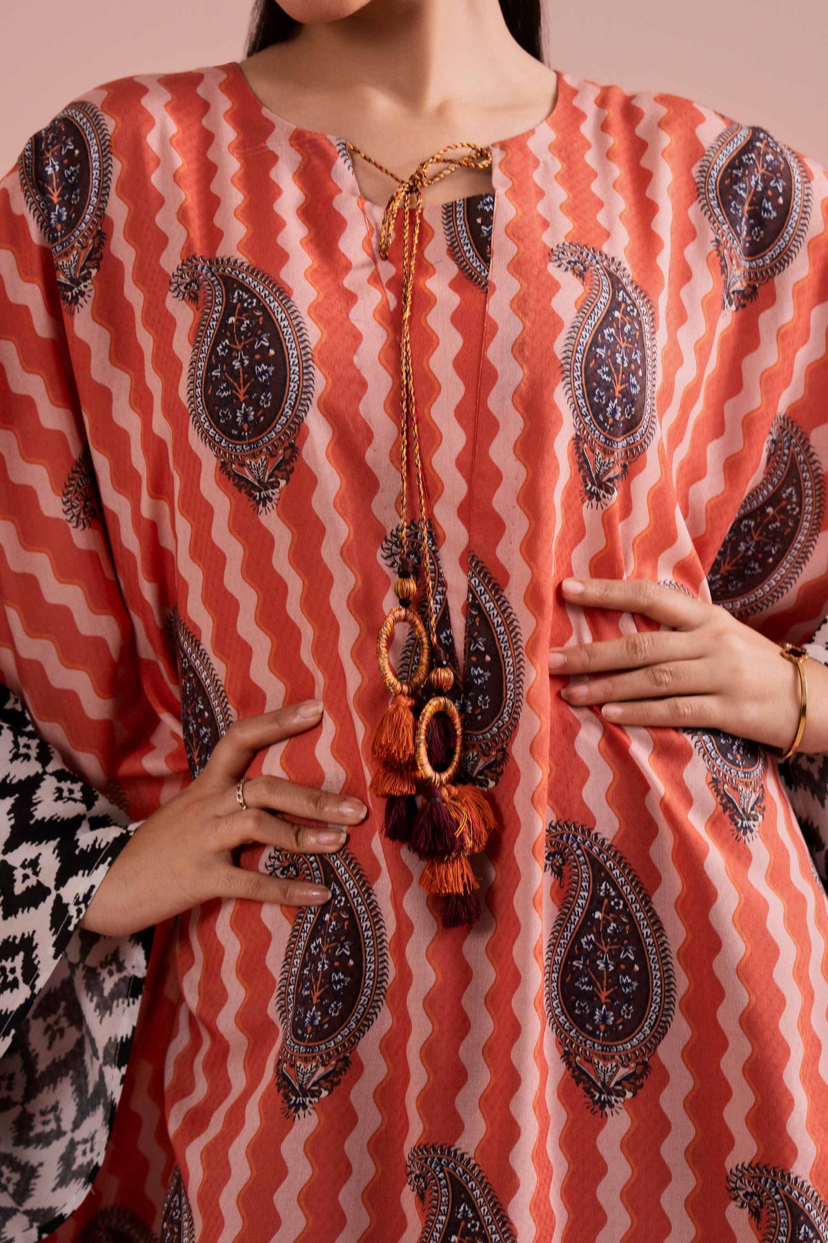 Printed Kaftan - FE26-33 Multi Dobby 1PC Printed