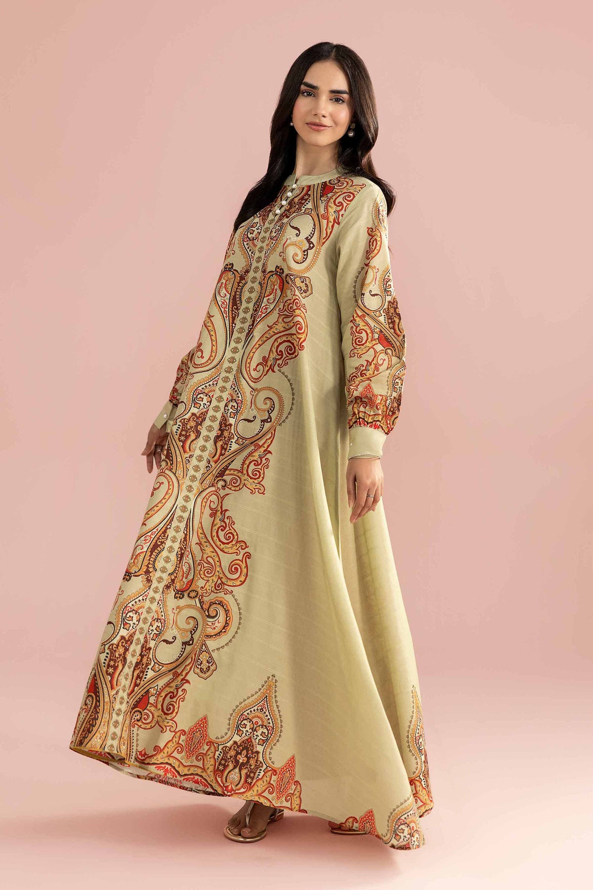 Printed Dress - FE26-45 Green Lawn 1PC Printed
