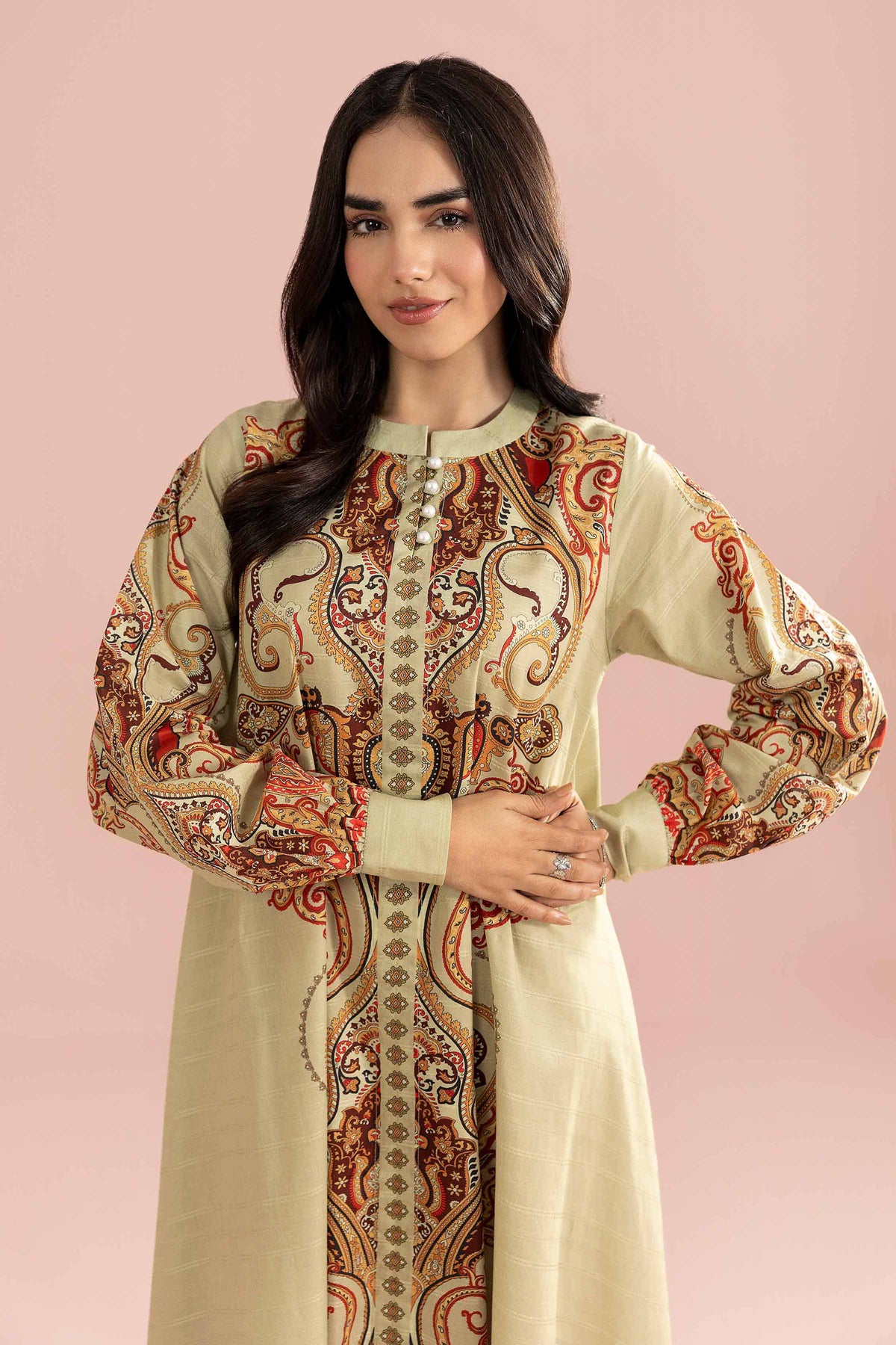 Printed Dress - FE26-45 Green Lawn 1PC Printed
