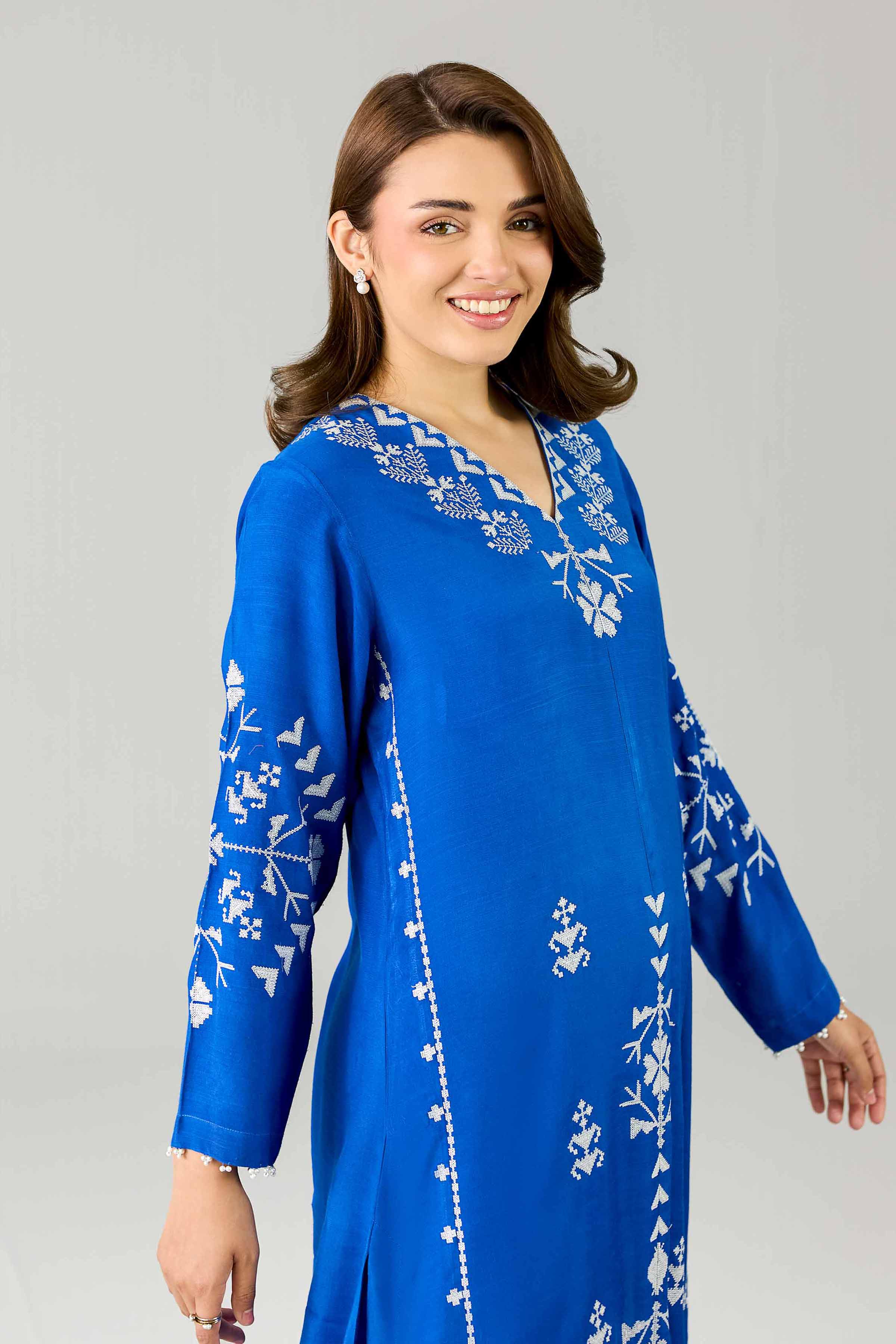 Embroidered Dress - FE26-82 Blue Silk 1PC Embroidered Nishat Australia