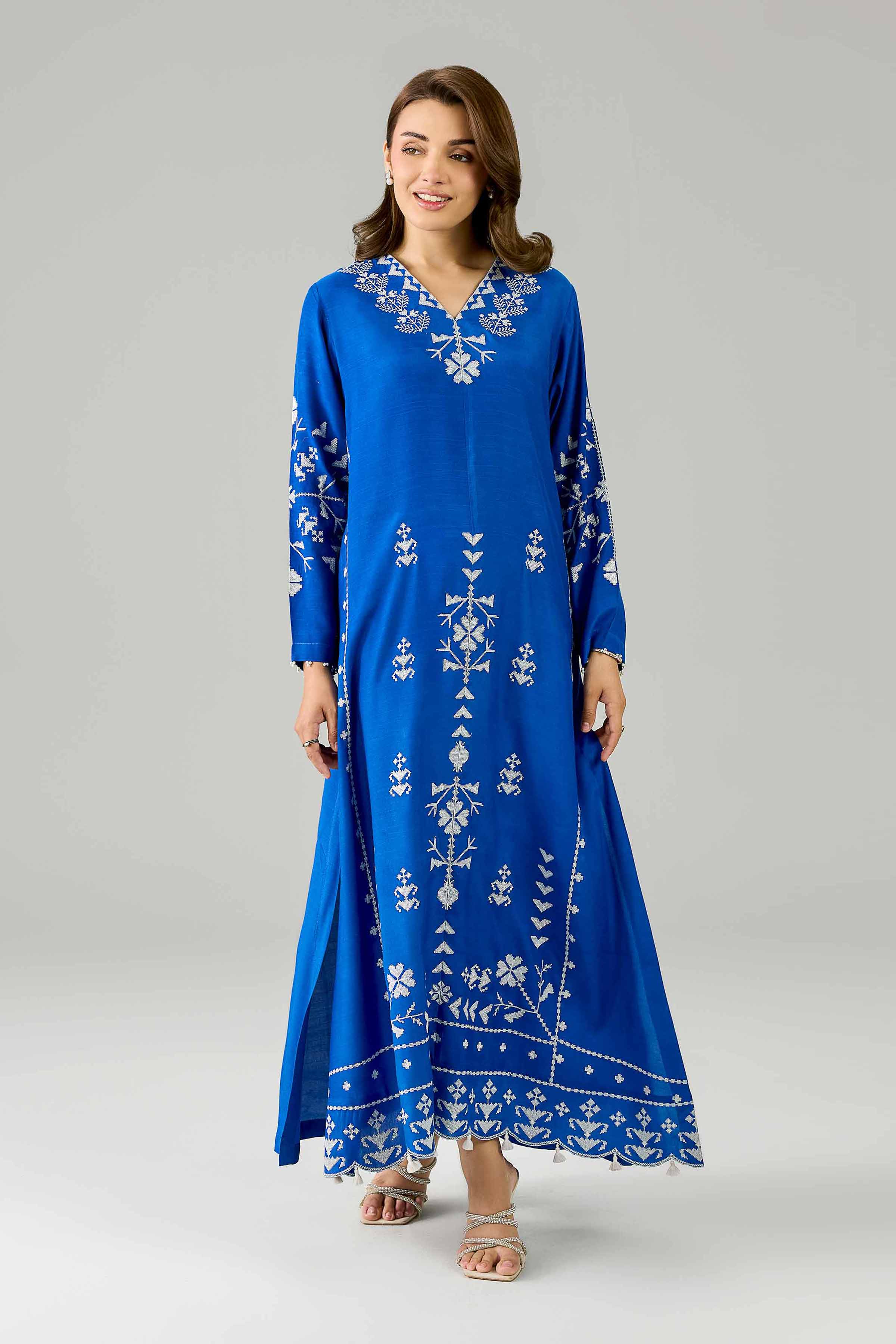 Embroidered Dress - FE26-82 Blue Silk 1PC Embroidered Nishat Australia
