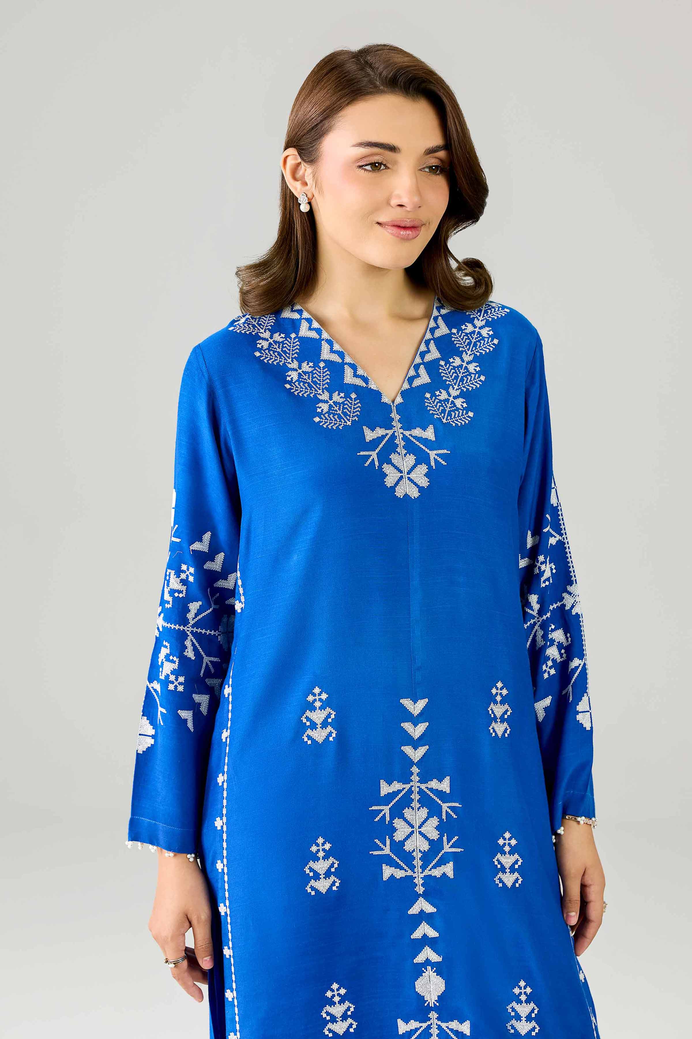 Embroidered Dress - FE26-82 Blue Silk 1PC Embroidered Nishat Australia