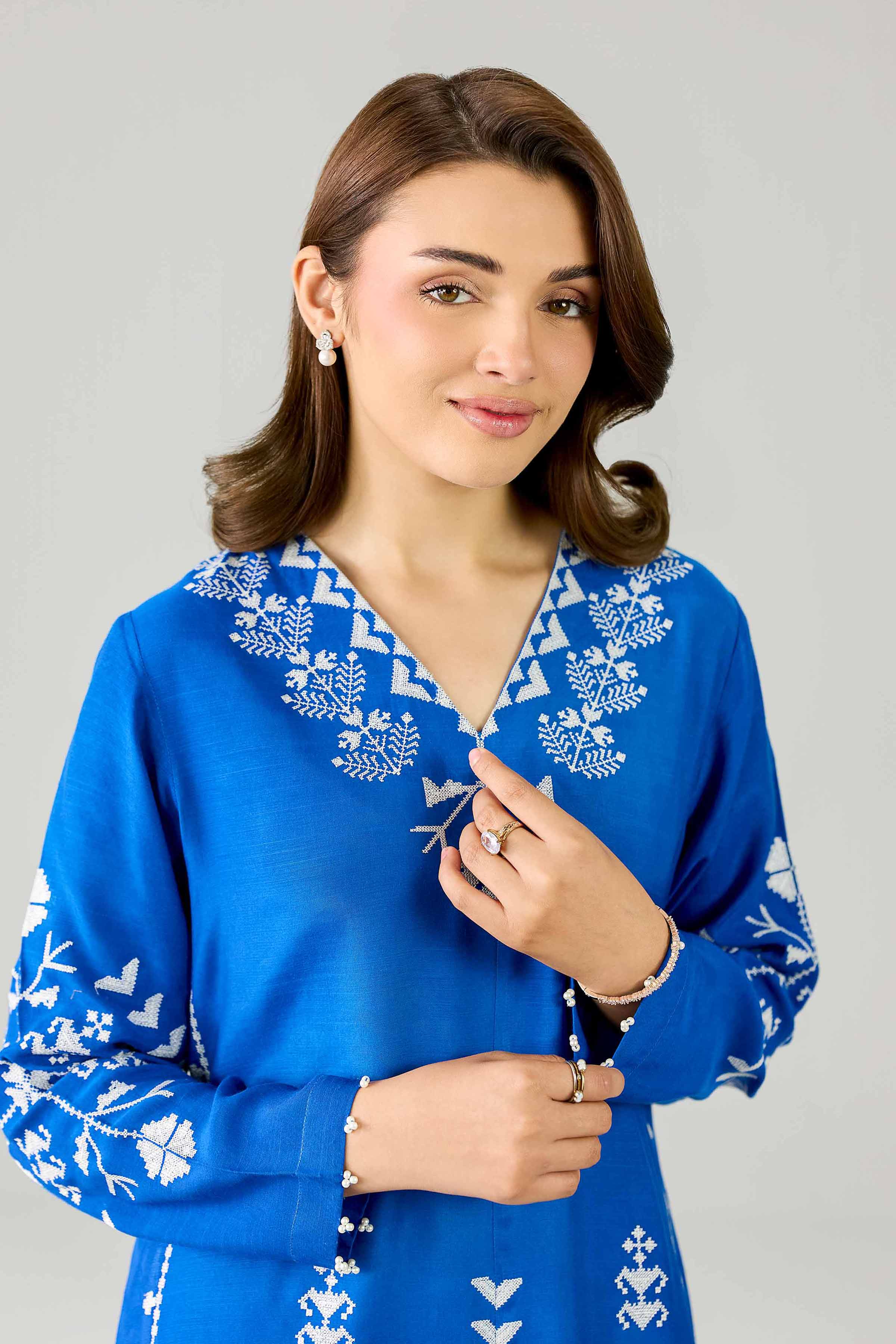 Embroidered Dress - FE26-82 Blue Silk 1PC Embroidered Nishat Australia