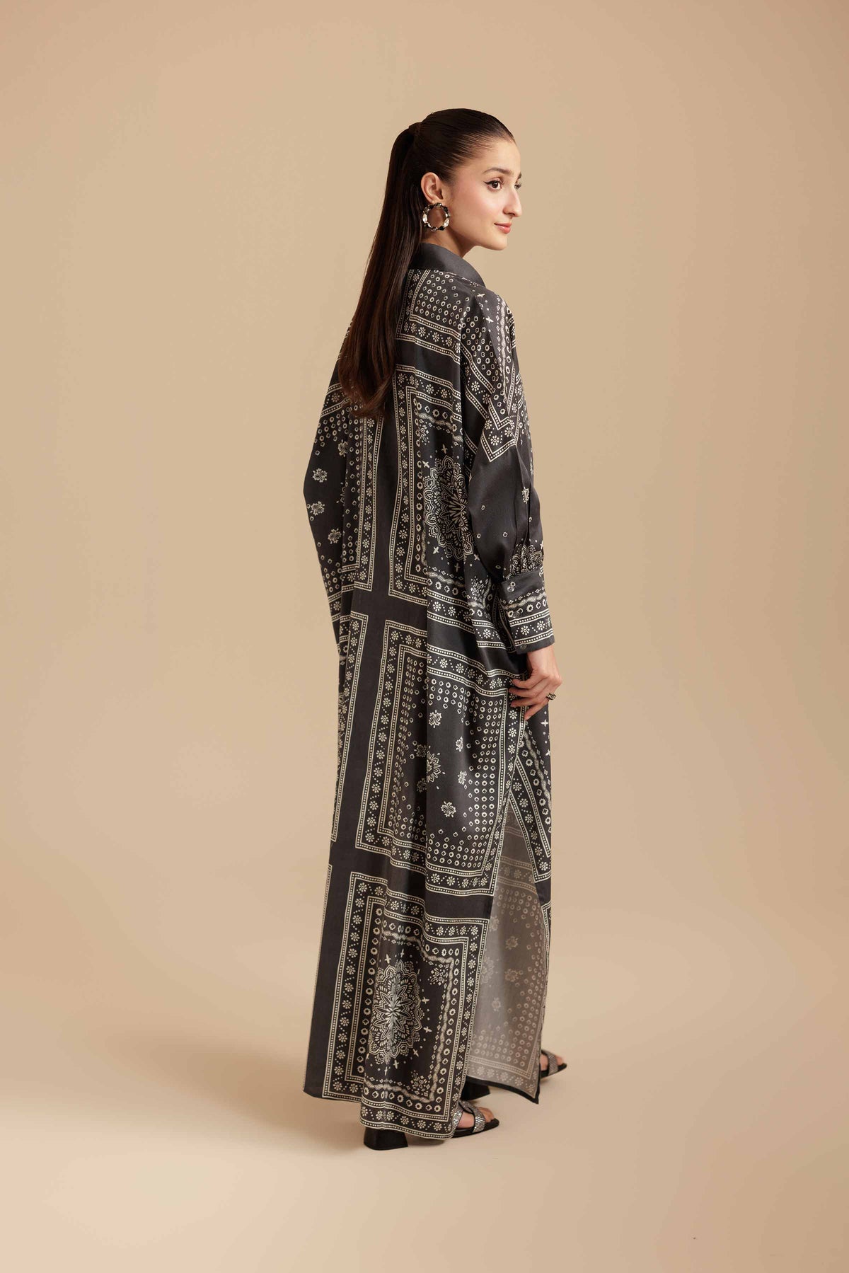 Printed Shirt - FS25-48 Grey Satin 1PC Printed Nishat Australia